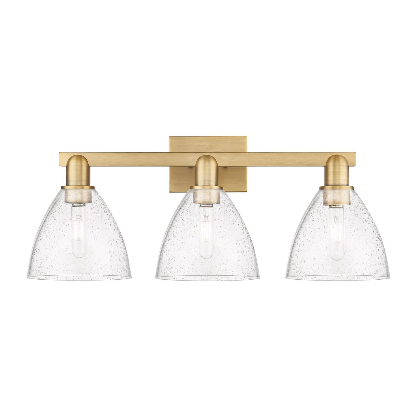 Innovations Bristol 27in 3-Light Bath Vanity Light | Industrial Brushed Brass and Seedy Glass | Bathroom Vanity | 26.5 x 8.25 x | Model 716-3W-BB-GBD-754