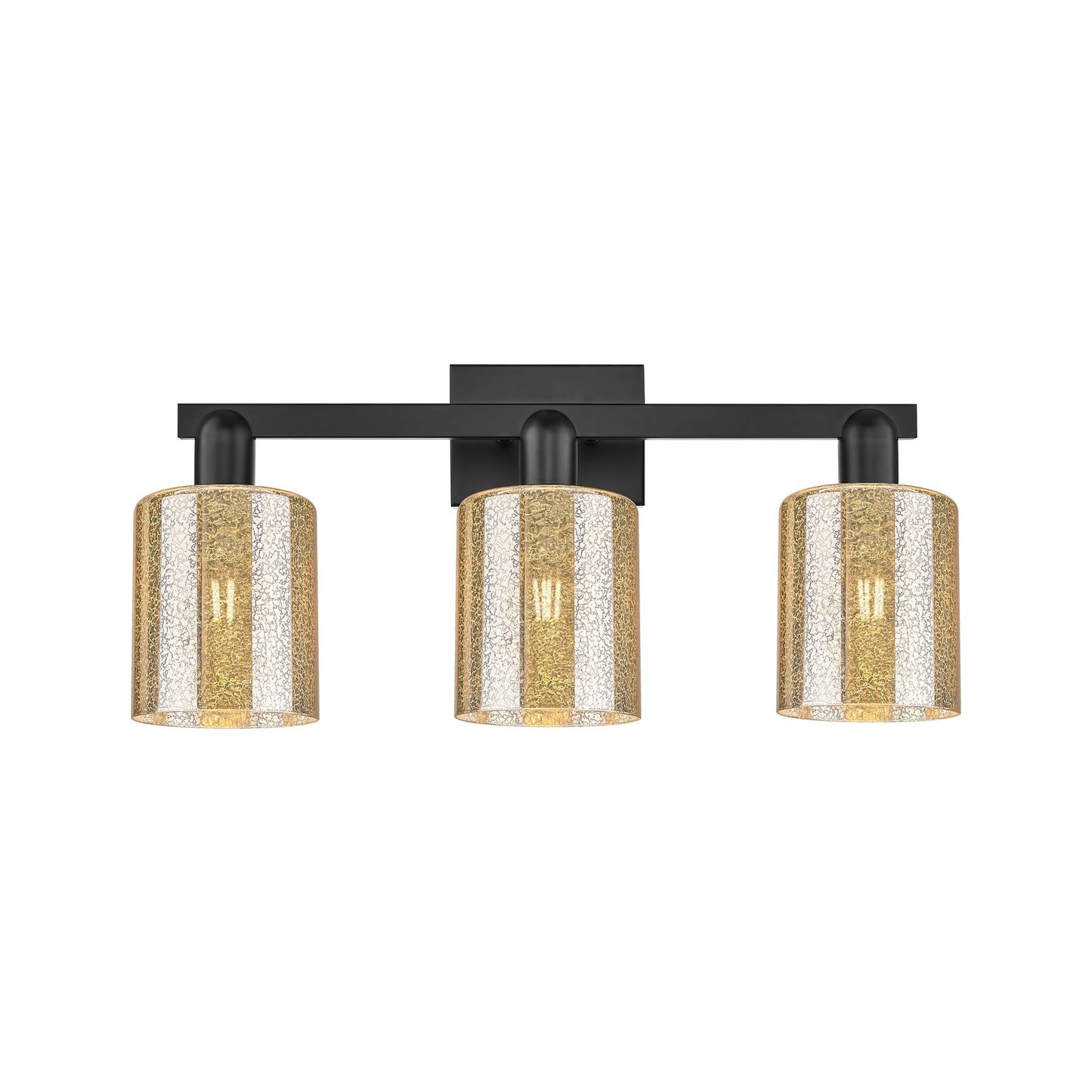 Innovations Cobbleskill 24in 3-Light Bath Vanity Light | Industrial Matte Black Steel and Mercury Glass | Bathroom Vanity | 24 x | Model 716-3W-BK-G116