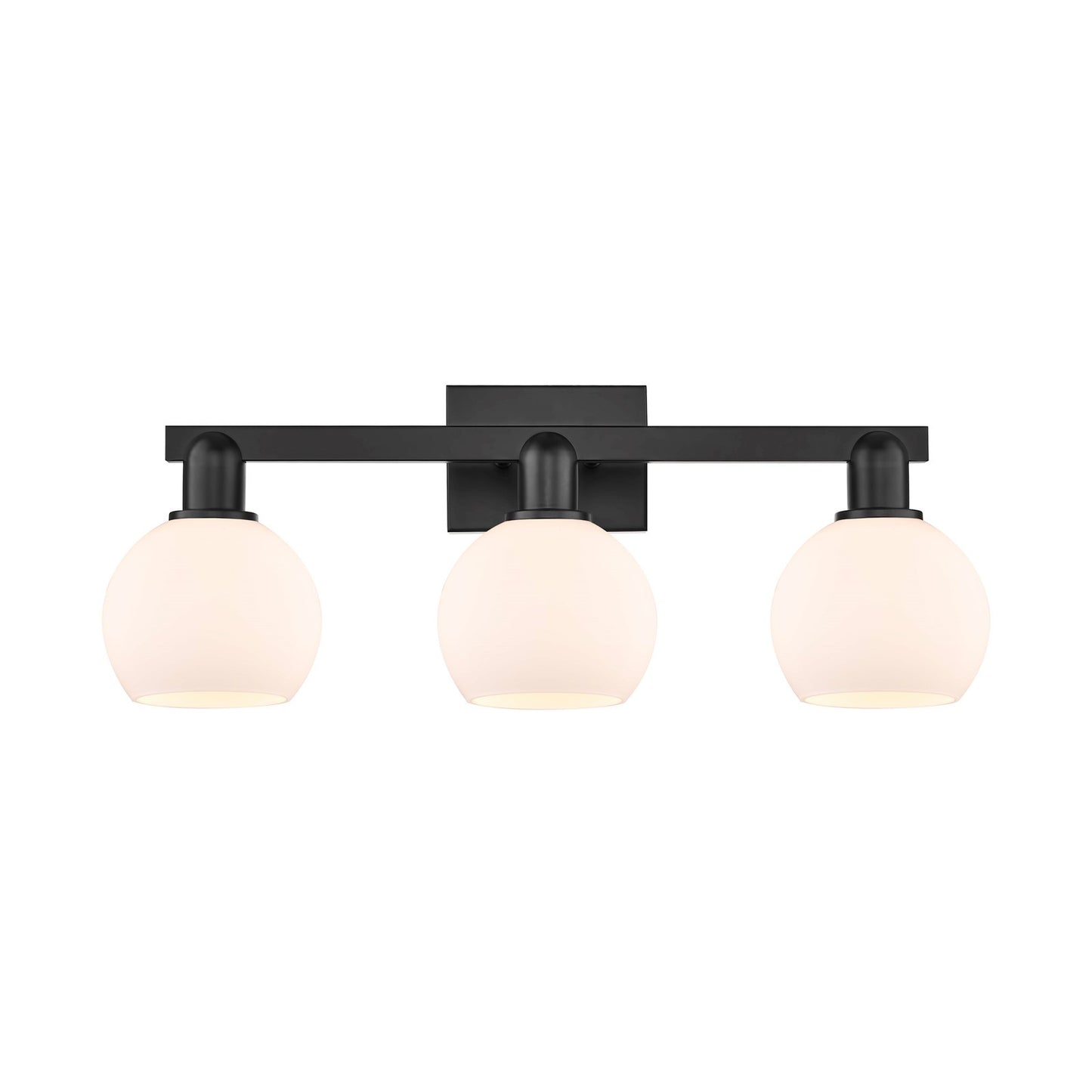 Innovations Athens 25in 3-Light Bath Vanity Light | Industrial Matte Black Steel and Matte White Glass | Bathroom Vanity | 24.88 | Model 716-3W-BK-G121-6