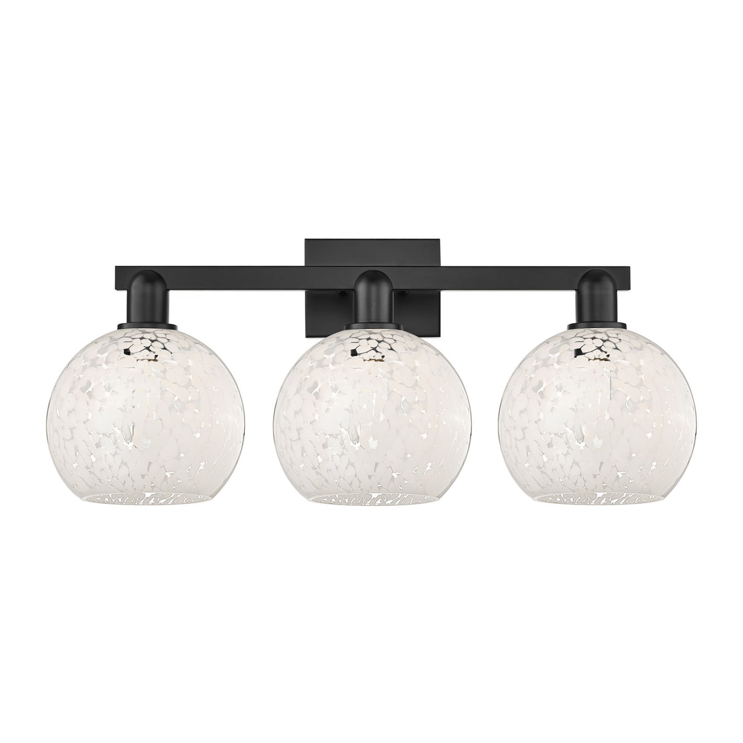 Innovations Arcadia 27in 3-Light Bath Vanity | Industrial Matte Black Steel and White Mouchette Glass | Bathroom Vanity | 27 x | Model 716-3W-BK-G1216-8WM