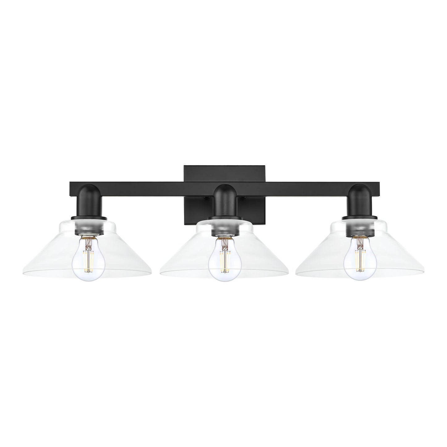 Innovations Orwell 27in 3-Light Bath Vanity Light | Industrial Matte Black Steel and Clear Glass | Bathroom Vanity | 27.38 x 8.75 x | Model 716-3W-BK-G132