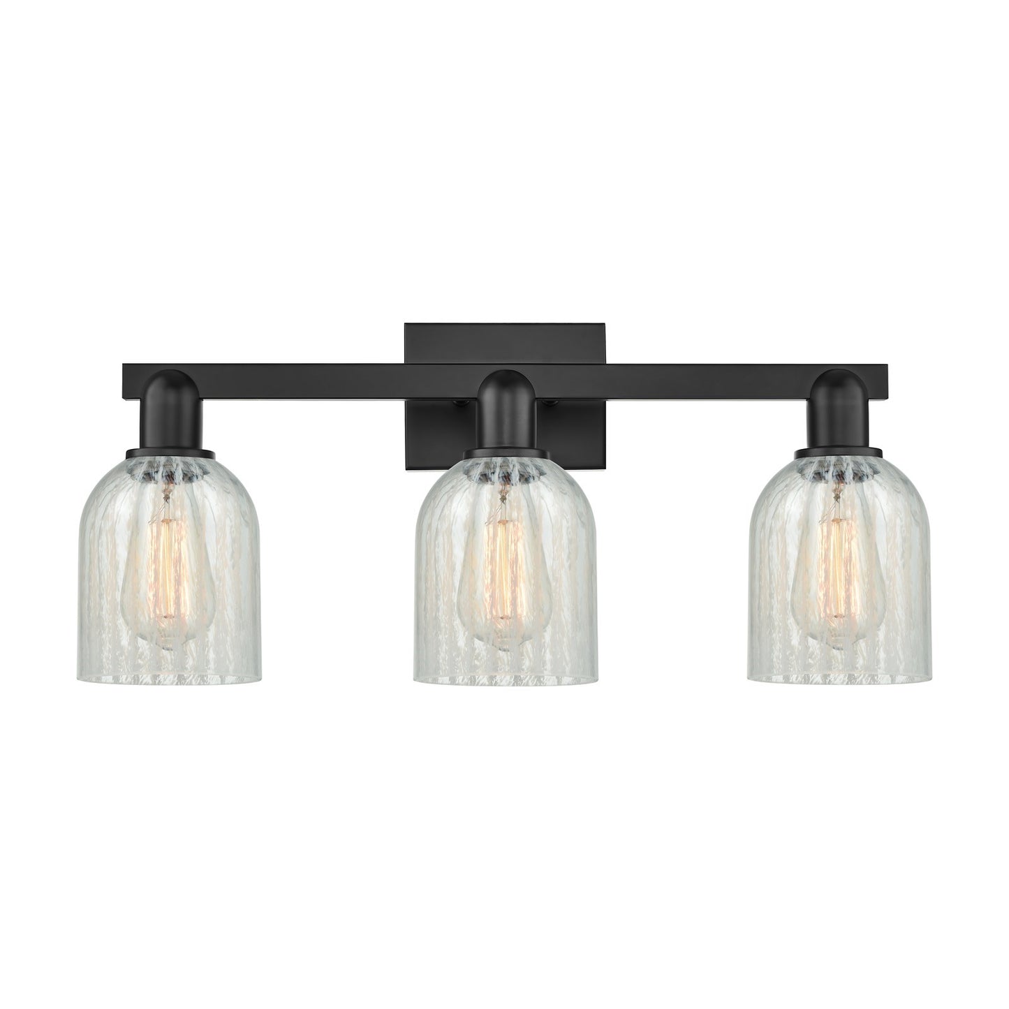 Innovations Caledonia 24in 3-Light Bath Vanity | Industrial Matte Black Steel and Mouchette Glass | Bathroom Vanity | 24 x 7 x | Model 716-3W-BK-G2511