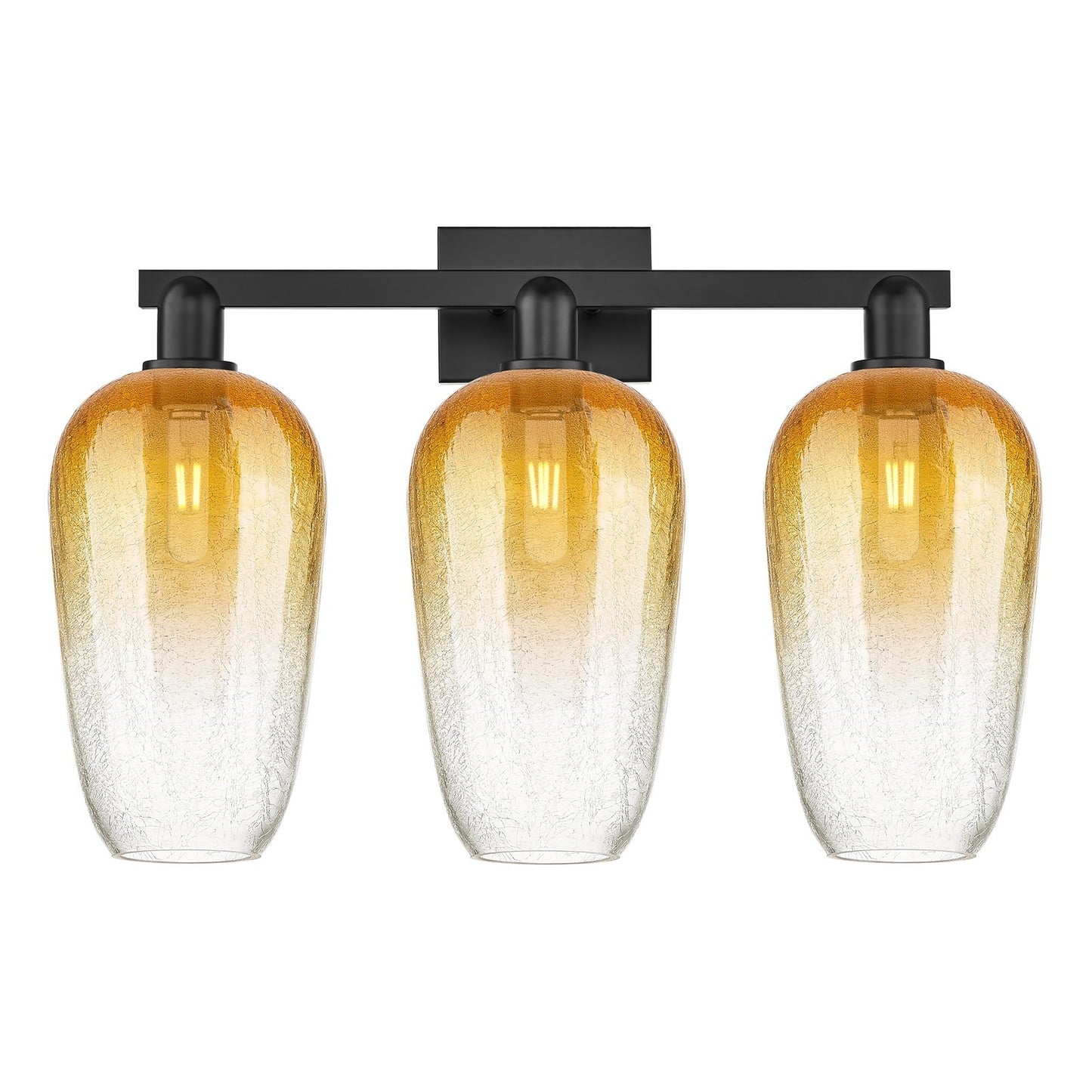 Innovations Brookhaven Flute 26in 3-Light Bath Vanity Light | Industrial Matte Black Steel and Amber Glass | Bathroom Vanity | Model 716-3W-BK-G484-7AM