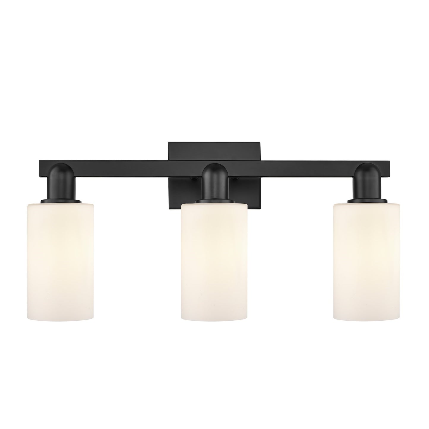 Innovations Clymer 23in 3-Light Bath Vanity Light | Industrial Matte Black Steel and Cast Brass with Matte White Glass Shades | Model 716-3W-BK-G801