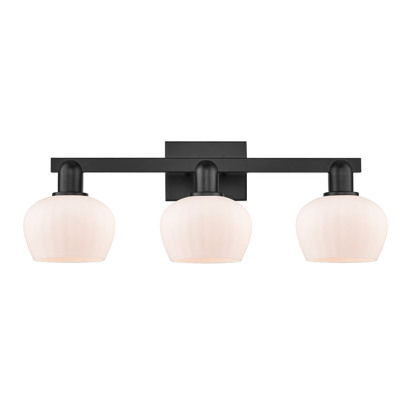 Innovations Fenton 26in 3-Light Bath Vanity Light | Industrial Matte Black Steel and Matte White Ribbed Glass | Bathroom Vanity | Model 716-3W-BK-G91