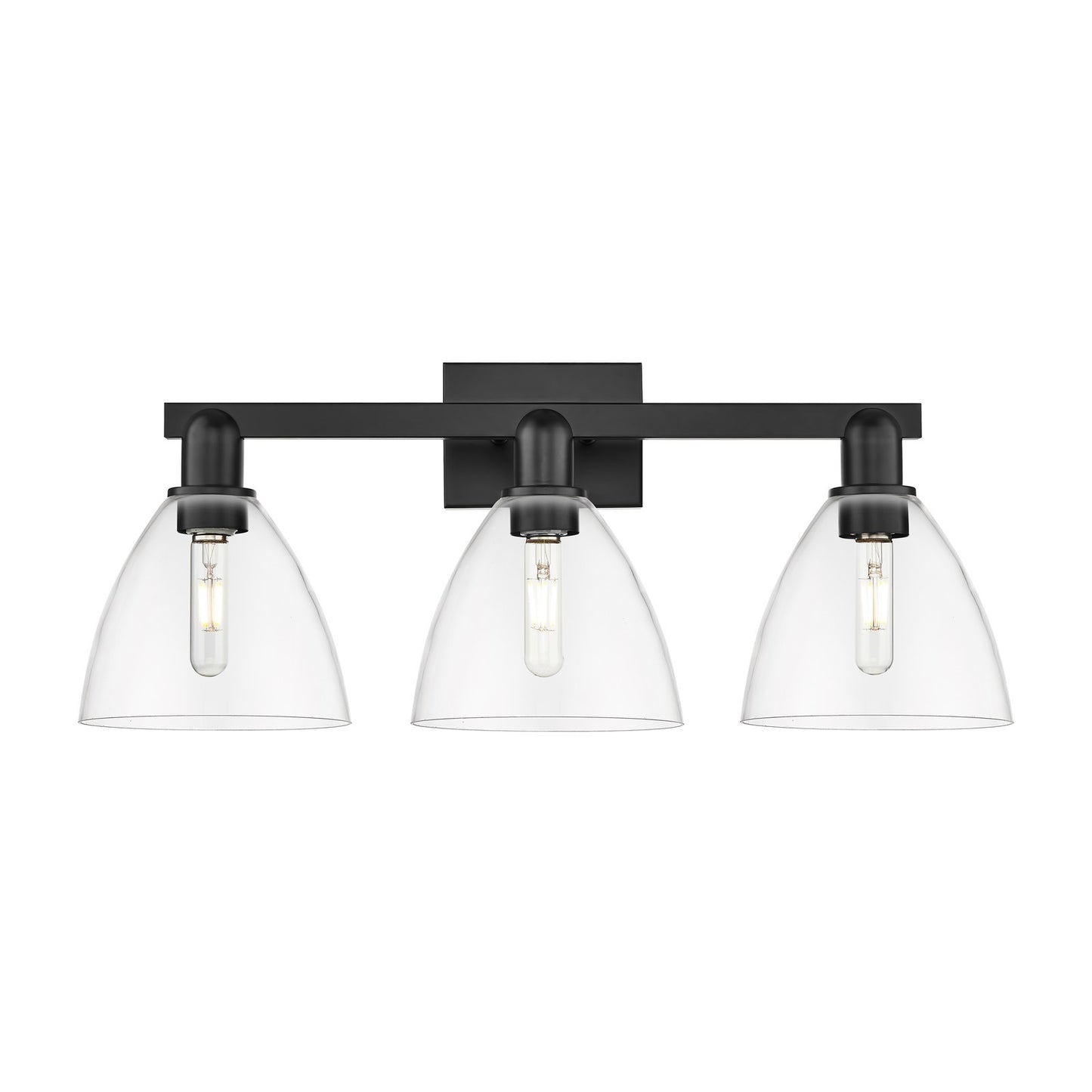 Innovations Bristol 27in 3-Light Bath Vanity Light | Industrial Matte Black Steel and Clear Glass | Bathroom Vanity | 26.5 x | Model 716-3W-BK-GBD-752