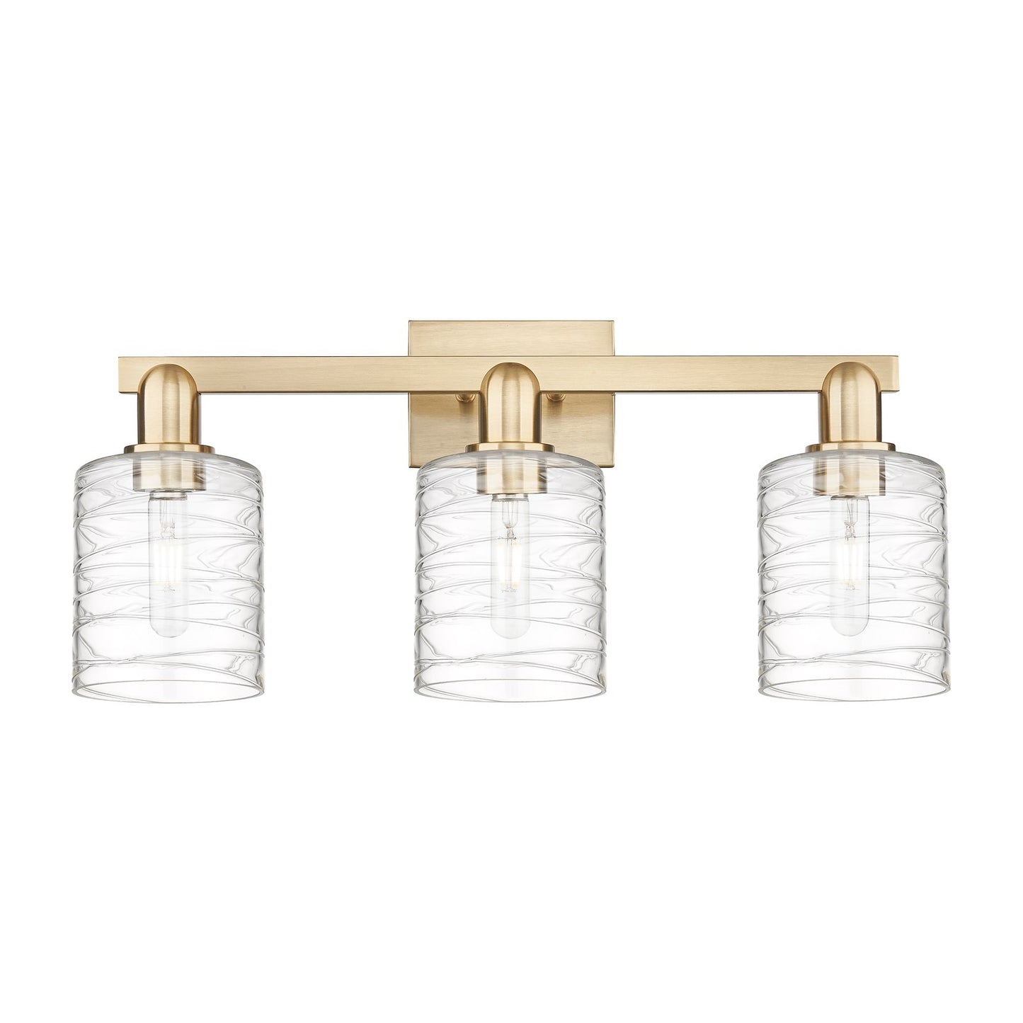 Innovations Cobbleskill 24in 3-Light Bath Vanity Light | Industrial Champagne Bronze Steel and Deco Swirl Clear Glass | Bathroom | Model 716-3W-CB-G1113