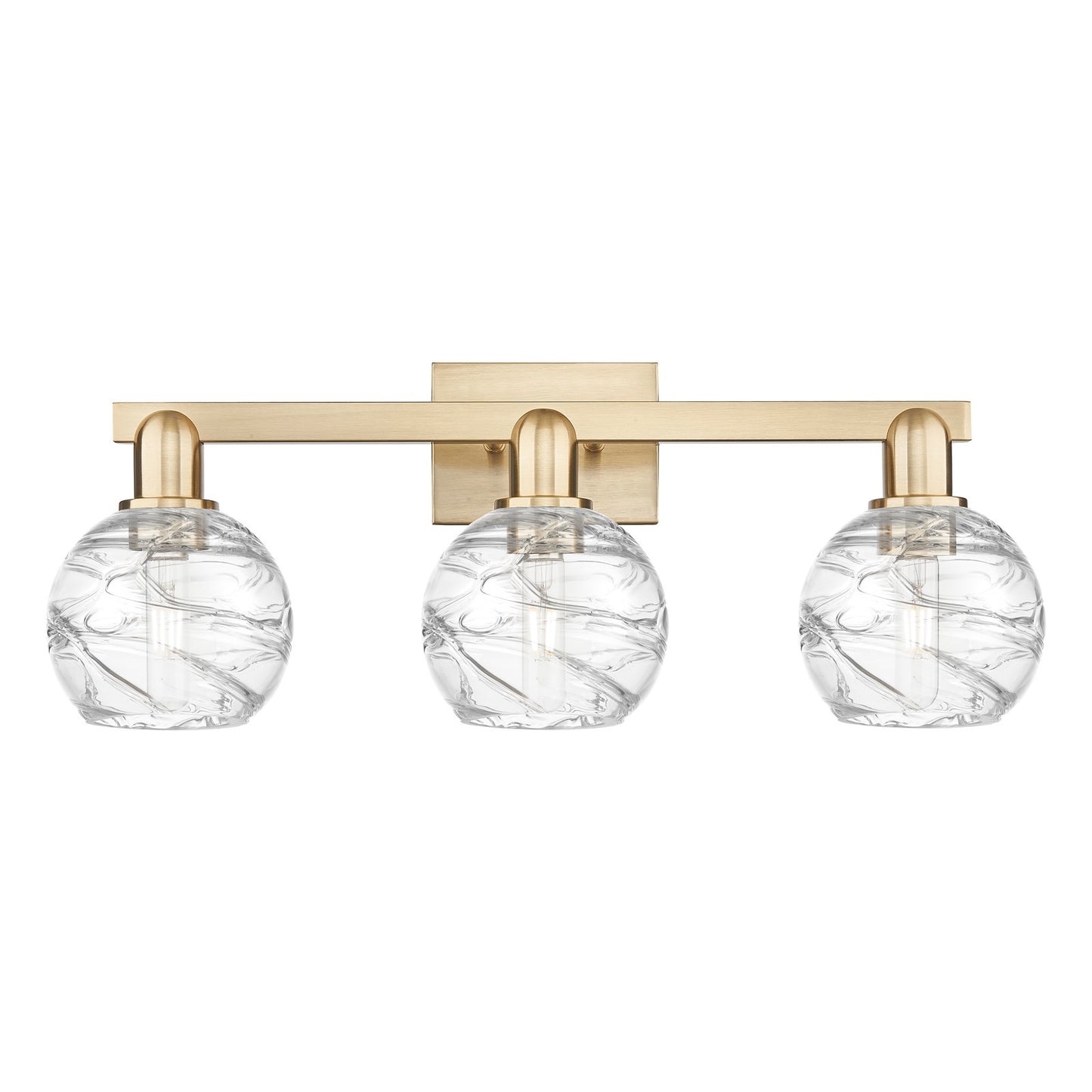 Innovations Athens Deco Swirl 26in 3-Light Bath Vanity | Industrial Champagne Bronze Steel and Clear Deco Swirl Glass | Model 716-3W-CB-G1213-6CL