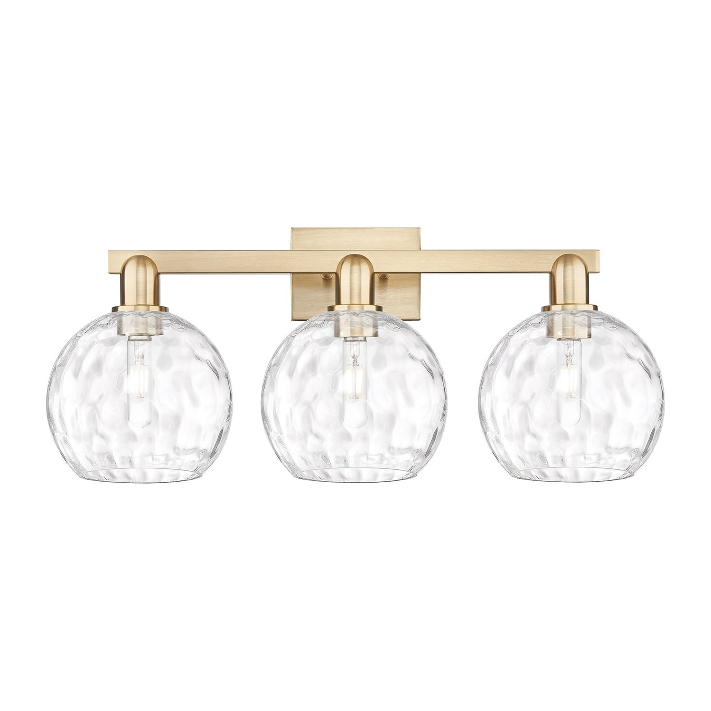 Innovations Athens Water Glass 27in 3-Light Bath Vanity | Industrial Champagne Bronze Steel and Clear Glass | Kitchen & Bathroom | Model 716-3W-CB-G1215-8