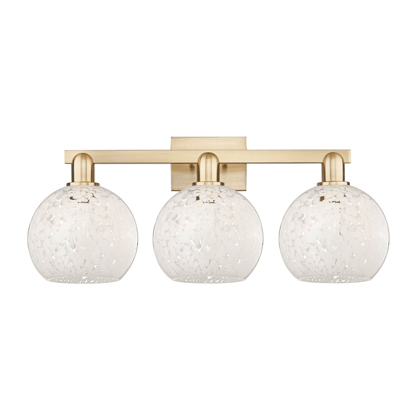 Innovations White Mouchette 27in 3-Light Bath Vanity | Industrial Champagne Bronze Steel and White Mouchette Glass | Bathroom | Model 716-3W-CB-G1216-8WM