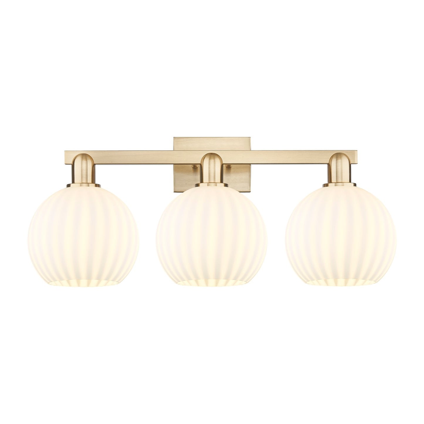 Innovations Arcadia 27in 3-Light Bath Vanity Light | Industrial Champagne Bronze Steel and White Venetian Glass | Bathroom | Model 716-3W-CB-G1217-8WV