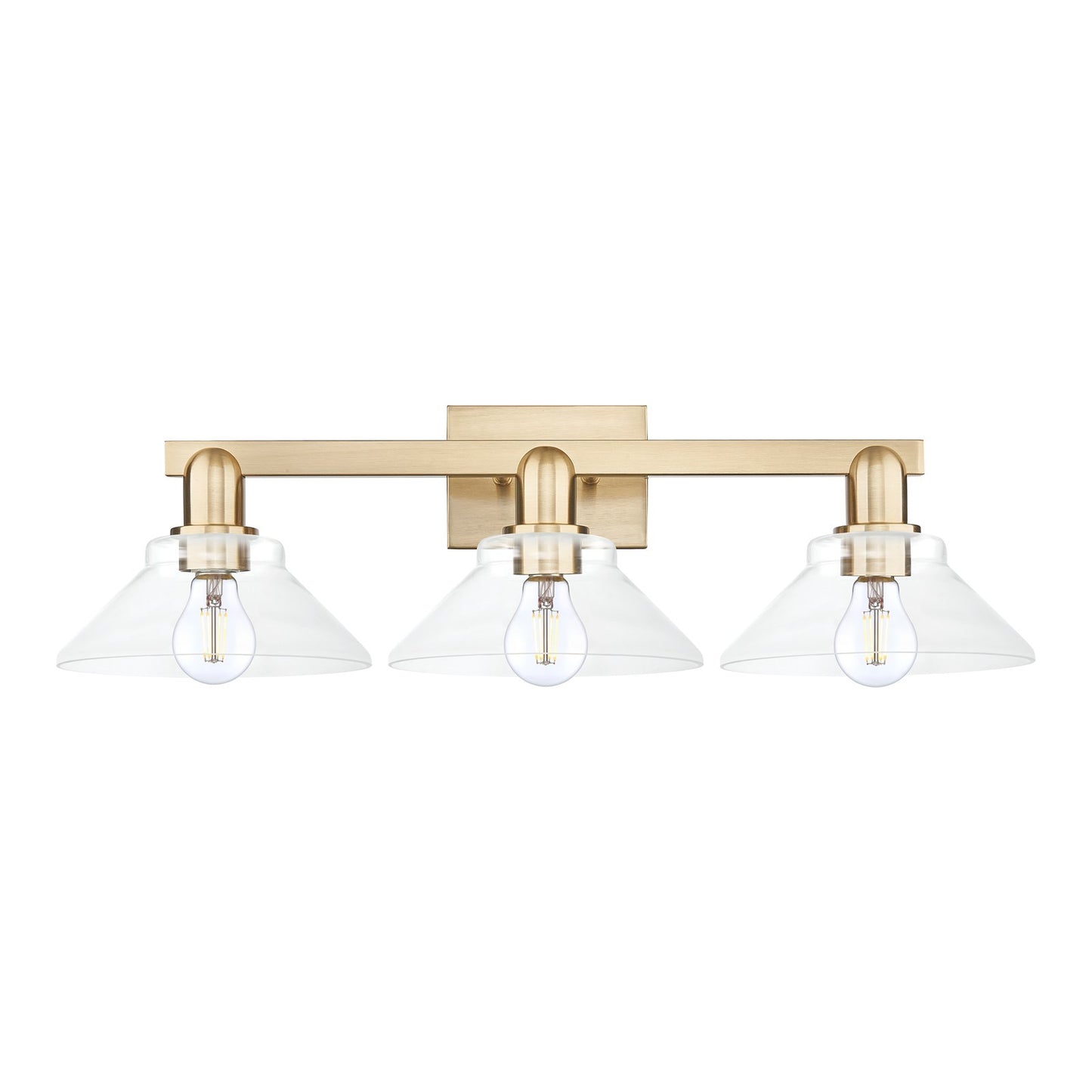 Innovations Orwell 27in 3-Light Bath Vanity Light | Industrial Champagne Bronze Steel and Clear Glass | Bathroom Vanity & Powder | Model 716-3W-CB-G132