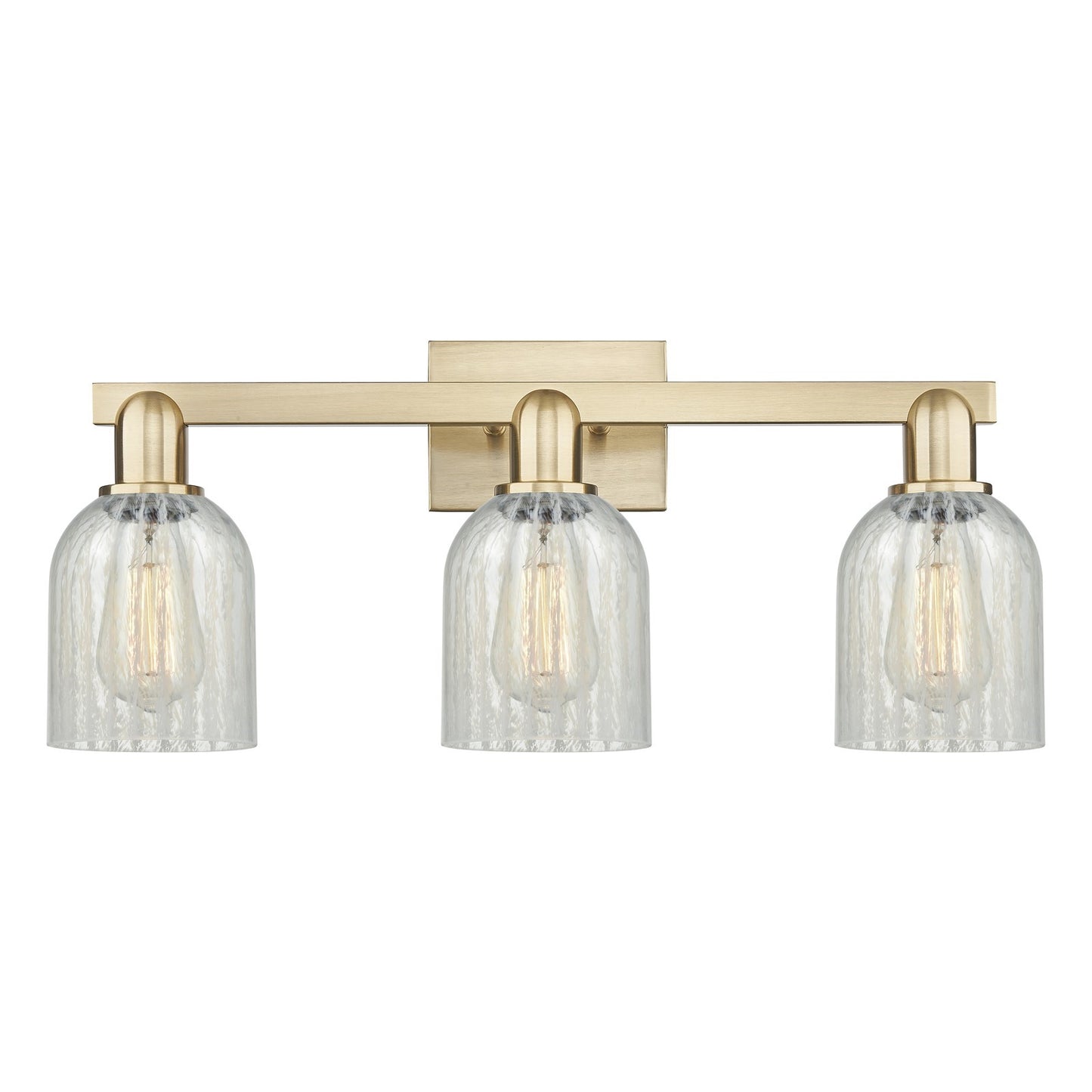 Innovations Caledonia 24in 3-Light Bath Vanity Light | Industrial Champagne Bronze Steel and Mouchette Glass | Damp-Rated Bathroom | Model 716-3W-CB-G2511