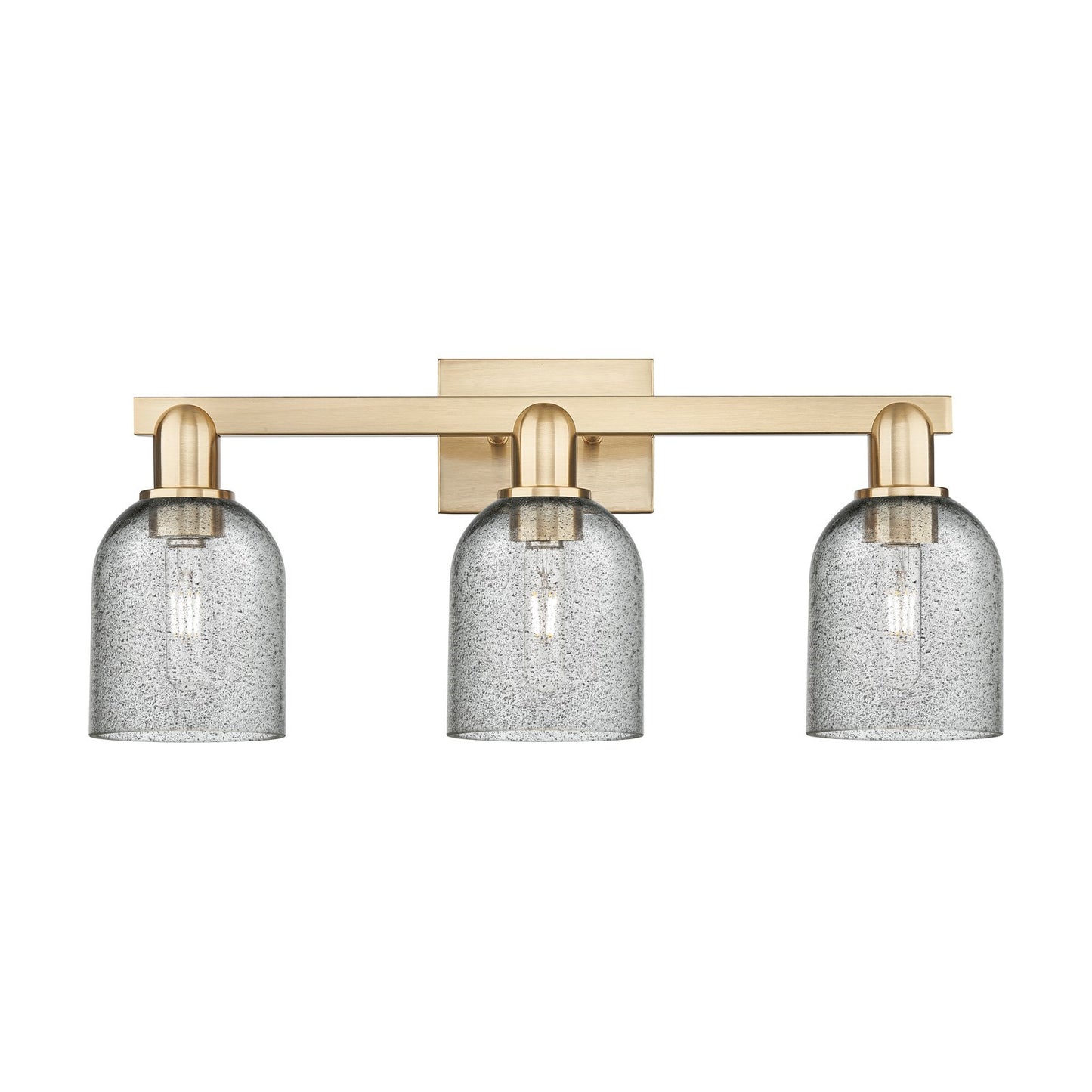 Innovations Caledonia 24in 3-Light Bath Vanity Light | Industrial Champagne Bronze Steel and Charcoal Glass | Bathroom Vanity & | Model 716-3W-CB-G257
