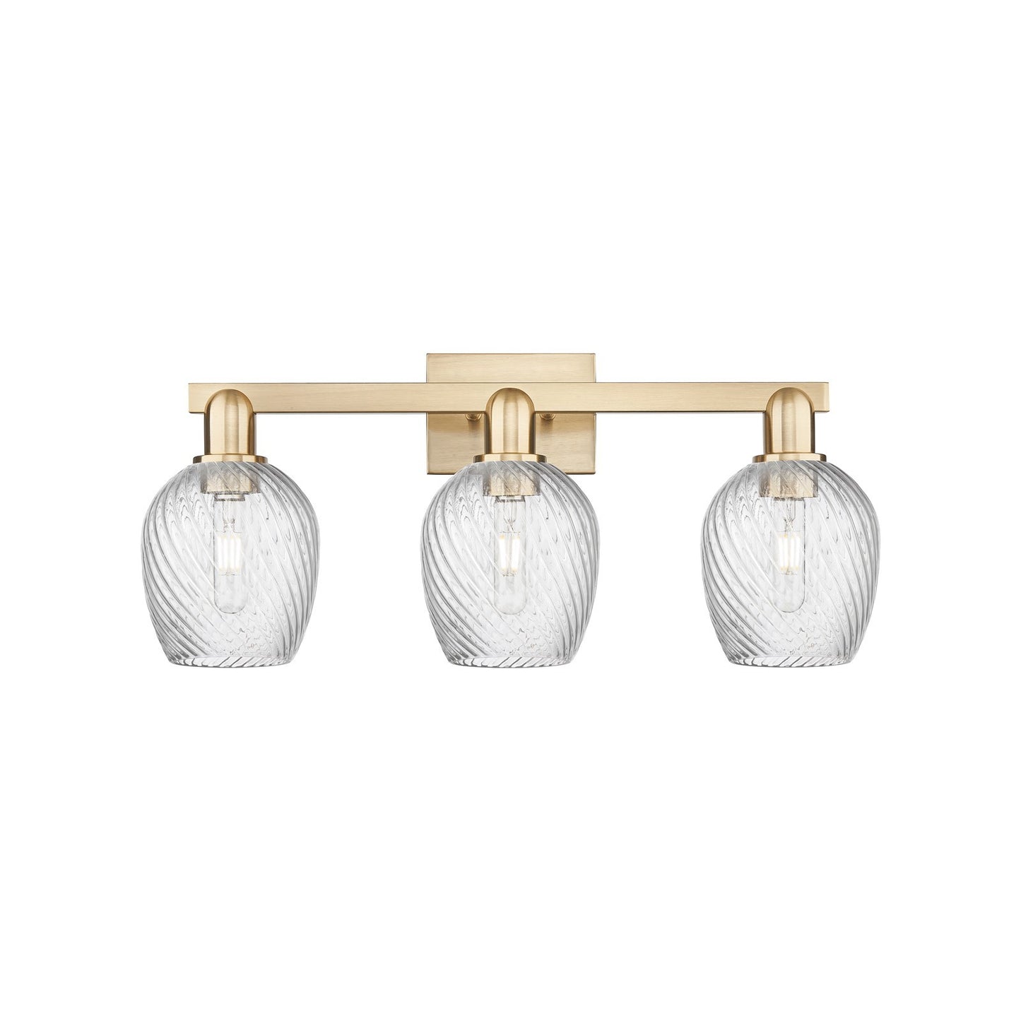 Innovations Salina 25in 3-Light Bath Vanity Light | Industrial Champagne Bronze Steel and Clear Spiral Fluted Glass | Bathroom | Model 716-3W-CB-G292