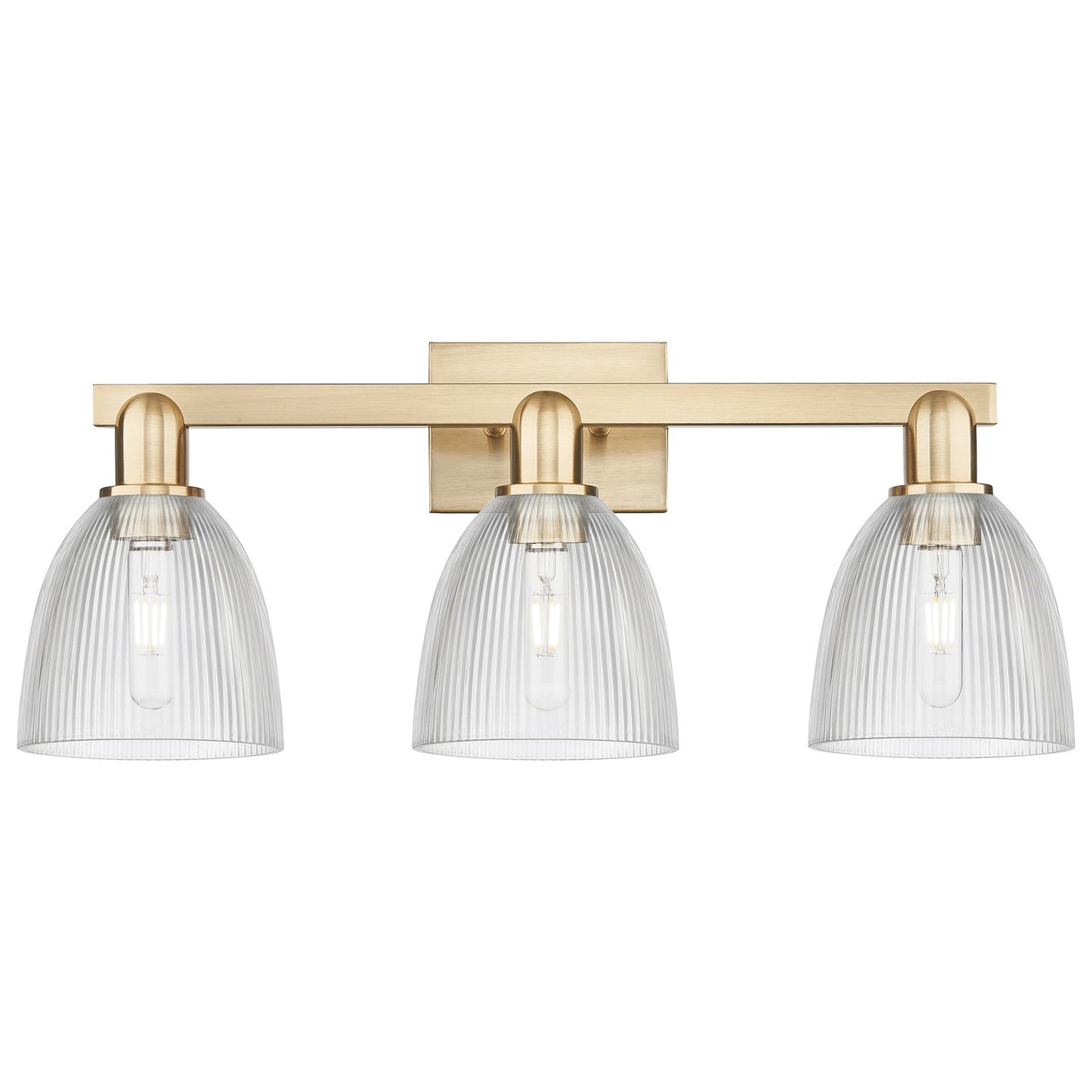 Innovations Castile 25in 3-Light Bath Vanity Light | Industrial Champagne Bronze Steel and Clear Glass | Bathroom Vanity & Powder | Model 716-3W-CB-G382