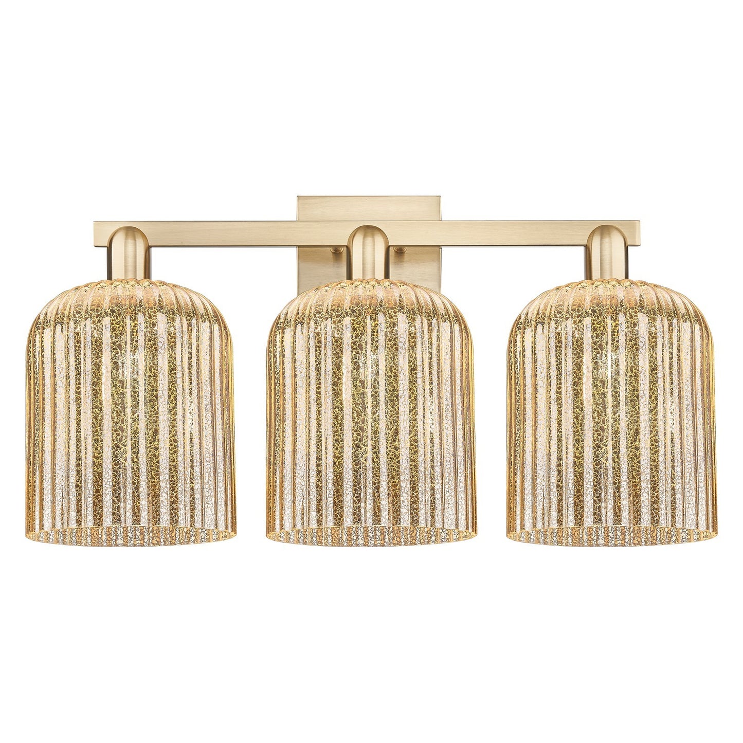 Innovations Bridal Veil 27in 3-Light Bath Vanity Light | Industrial Champagne Bronze Steel and Mercury Ribbed Glass | Bathroom | Model 716-3W-CB-G559-8ME
