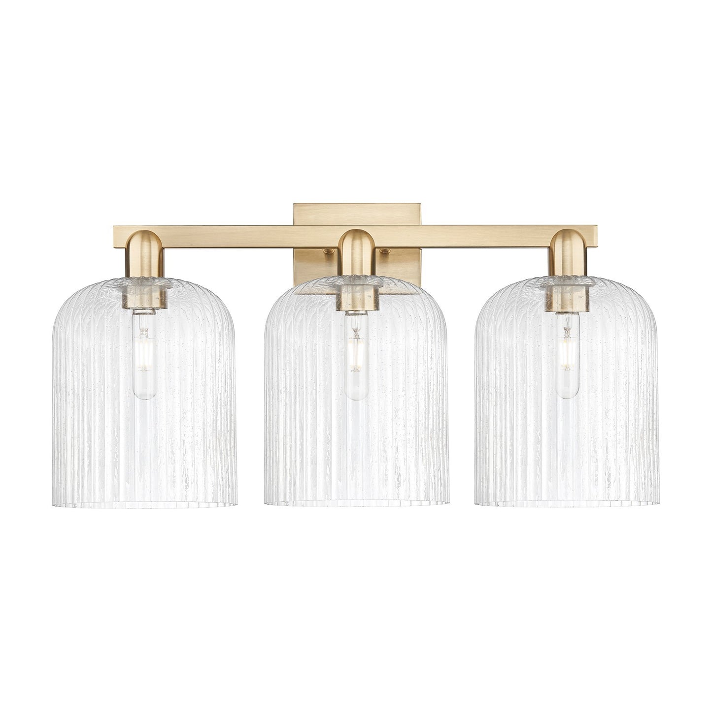 Innovations Bridal Veil 27in 3-Light Bath Vanity Light | Industrial Champagne Bronze Steel and Seedy Ribbed Glass | Bathroom | Model 716-3W-CB-G559-8SDY
