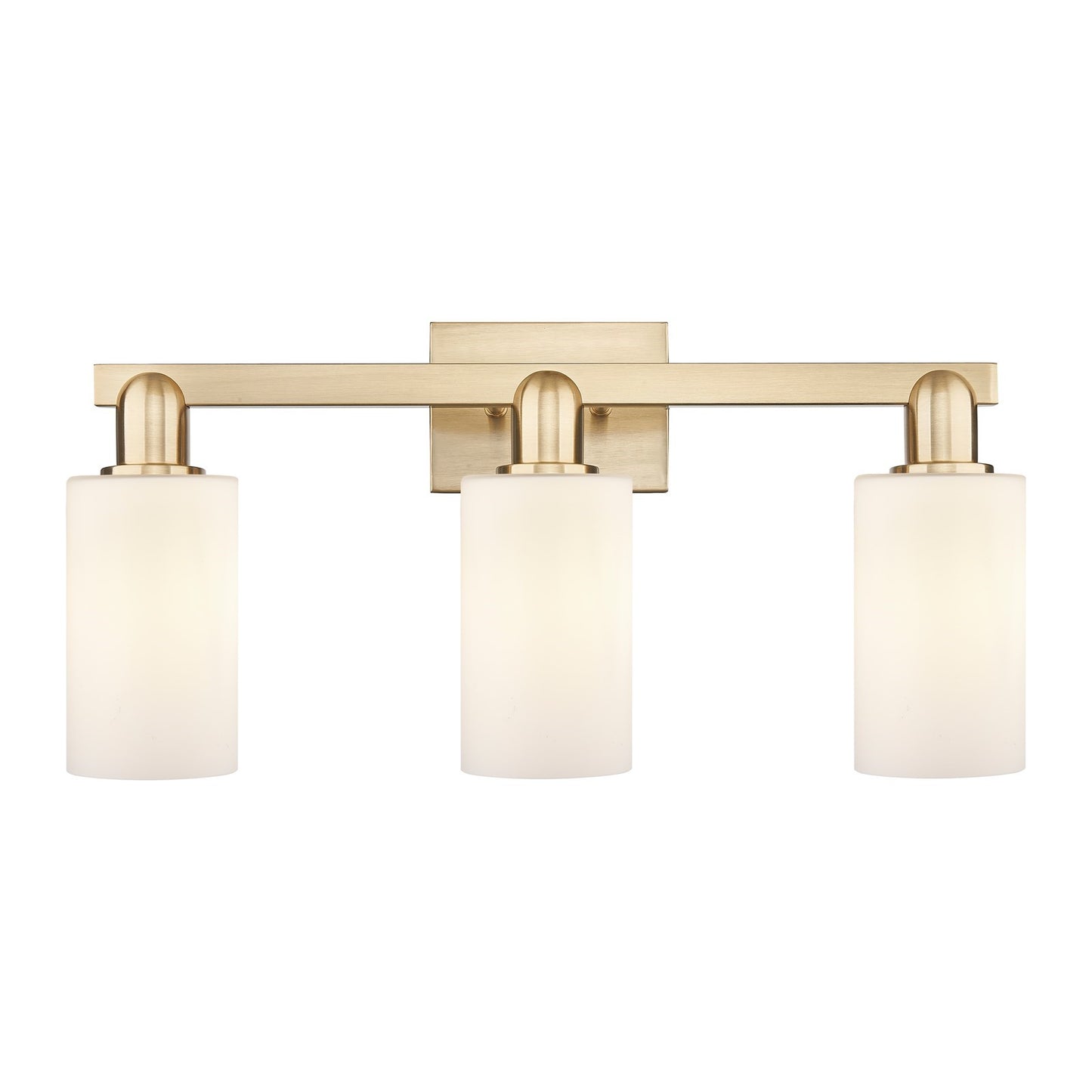 Innovations Clymer 23in 3-Light Bath Vanity Light | Industrial Champagne Bronze Steel and Matte White Glass | Bathroom Vanity | Model 716-3W-CB-G801