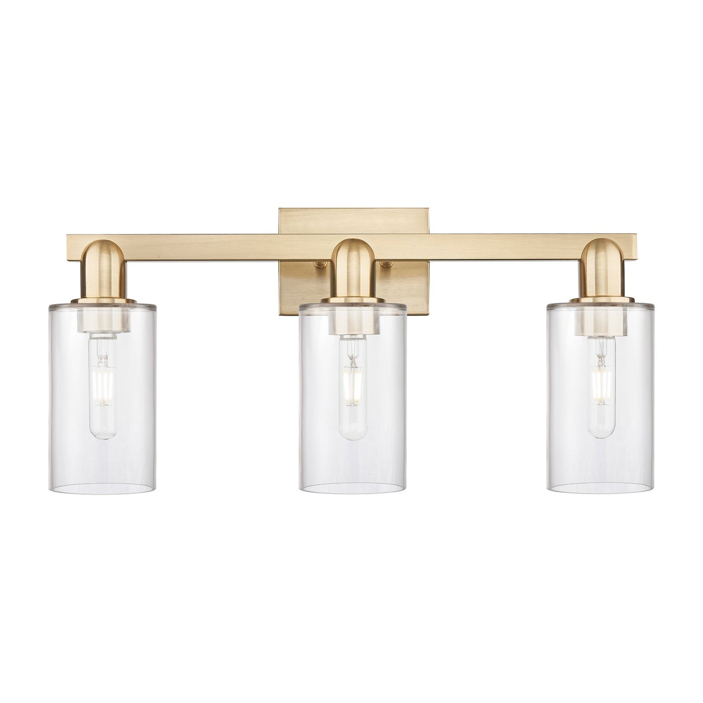 Innovations Clymer 23in 3-Light Bath Vanity Light | Industrial Champagne Bronze Steel and Clear Glass | Bathroom Vanity & Powder | Model 716-3W-CB-G802