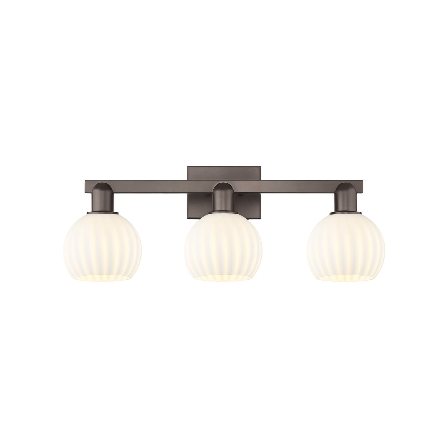 Innovations Lighting Arcadia 25in 3-Light Bath Vanity | Industrial Oil Rubbed Bronze and White Venetian Glass | Bathroom | Model 716-3W-OB-G1217-6WV