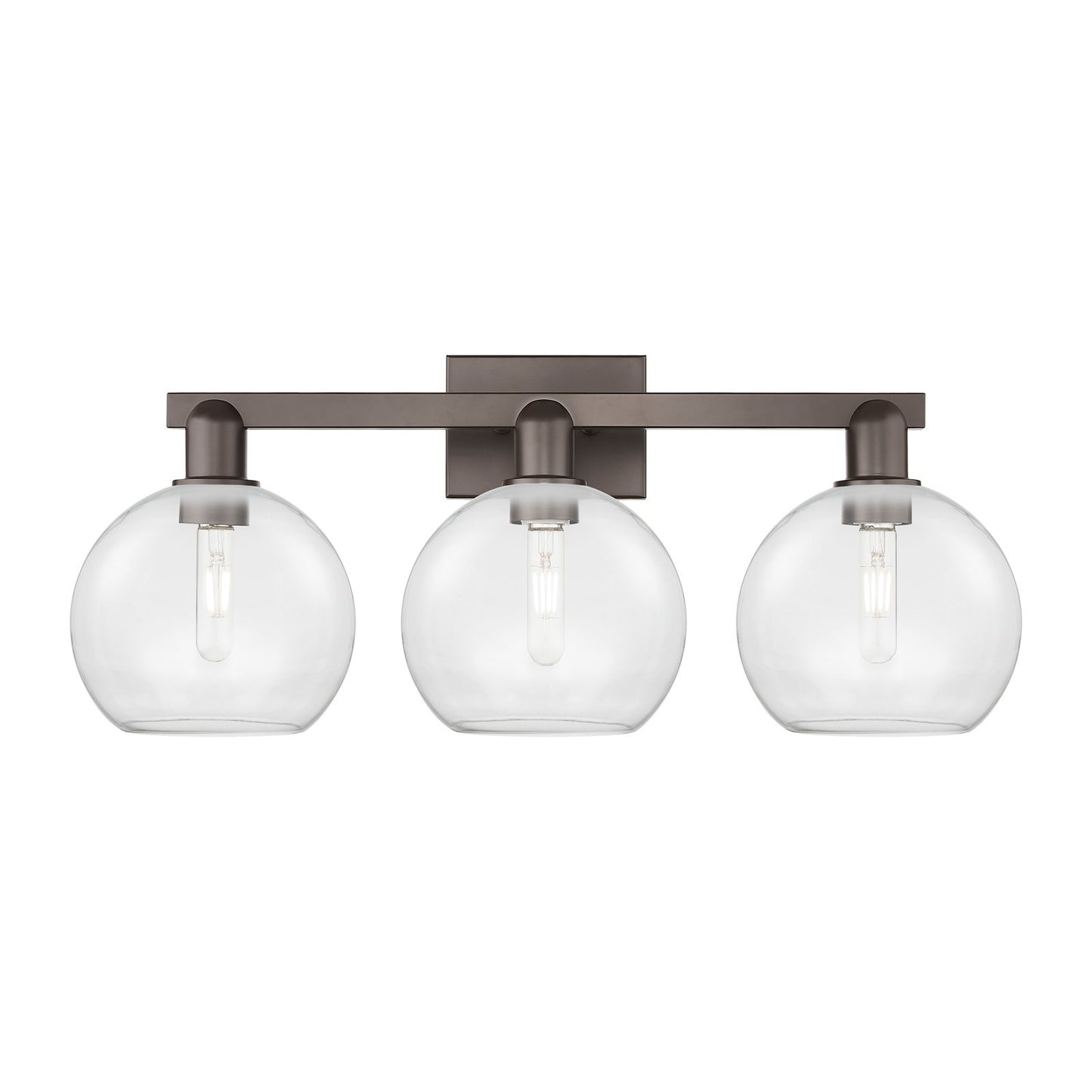 Innovations Athens 27in 3-Light Bath Vanity Light | Industrial Oil Rubbed Bronze Steel and Clear Glass | Bathroom Vanity | 27 x | Model 716-3W-OB-G122-8