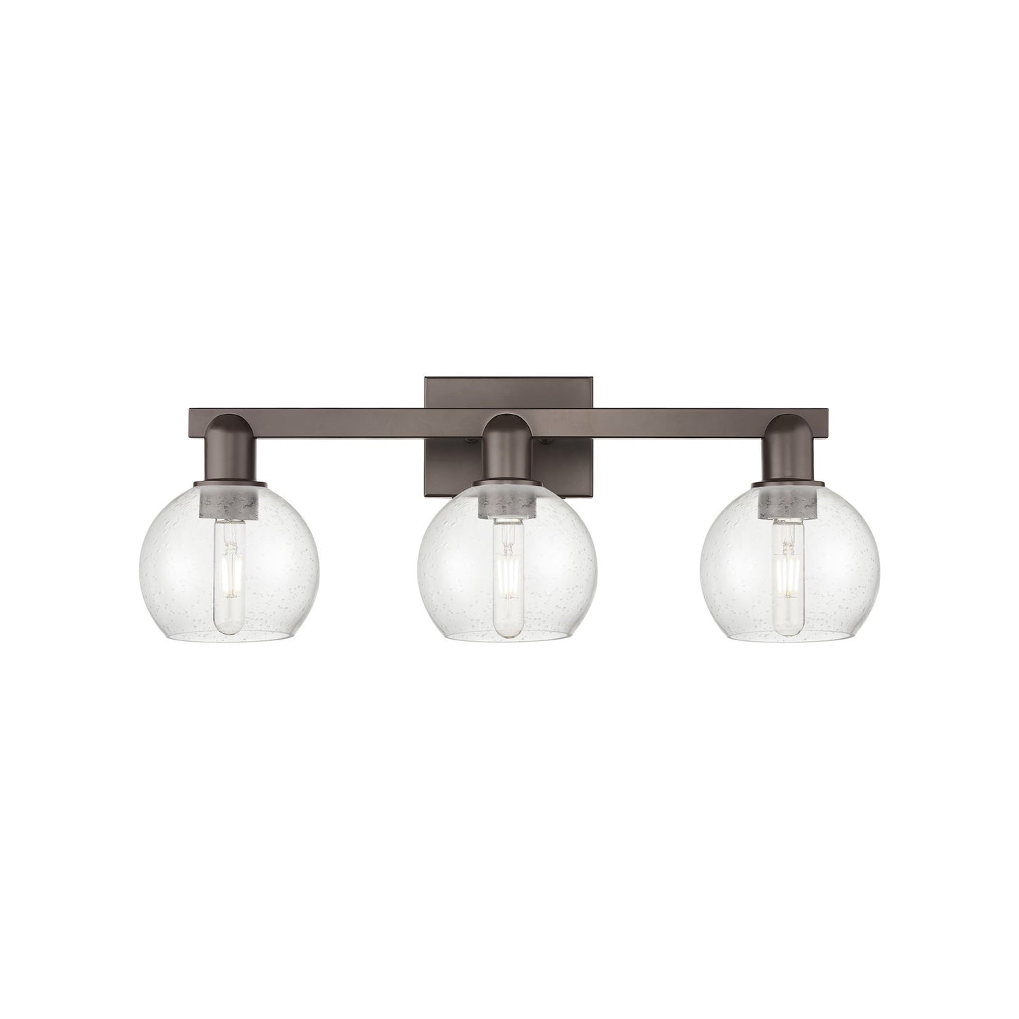 Innovations Athens 25in 3-Light Bath Vanity | Industrial Oil Rubbed Bronze Steel and Seedy Glass | Bathroom Vanity & Powder Room | Model 716-3W-OB-G124-6
