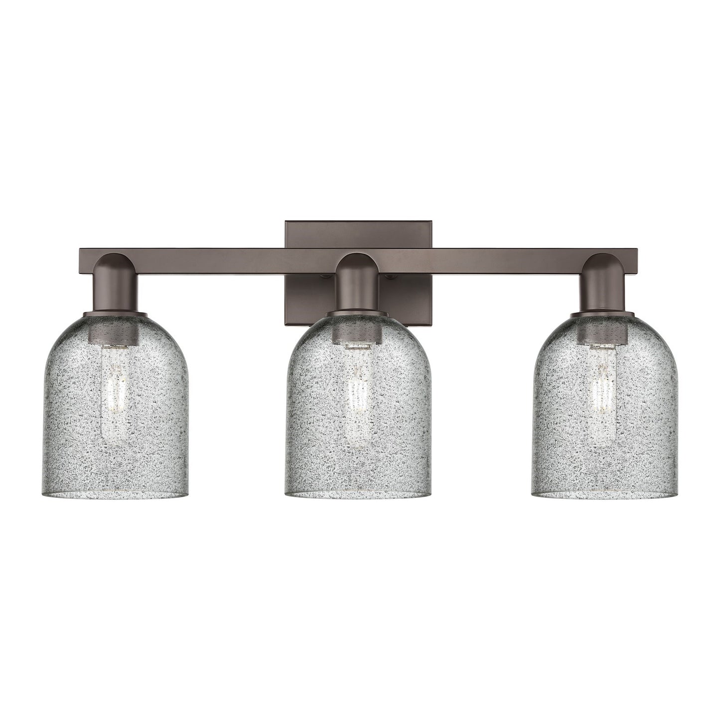 Innovations Caledonia 24in 3-Light Bath Vanity Light | Industrial Oil Rubbed Bronze Steel and Charcoal Glass | Bathroom Vanity | 24 | Model 716-3W-OB-G257