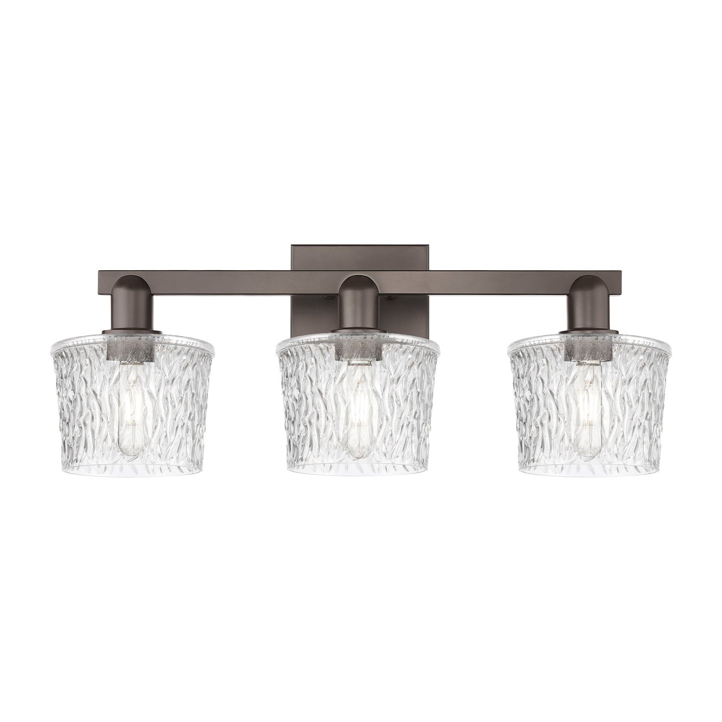 Innovations Niagara 26in 3-Light Bath Vanity Light | Industrial Oil Rubbed Bronze Steel and Clear Glass | Bathroom Vanity | 25.5 x | Model 716-3W-OB-G402