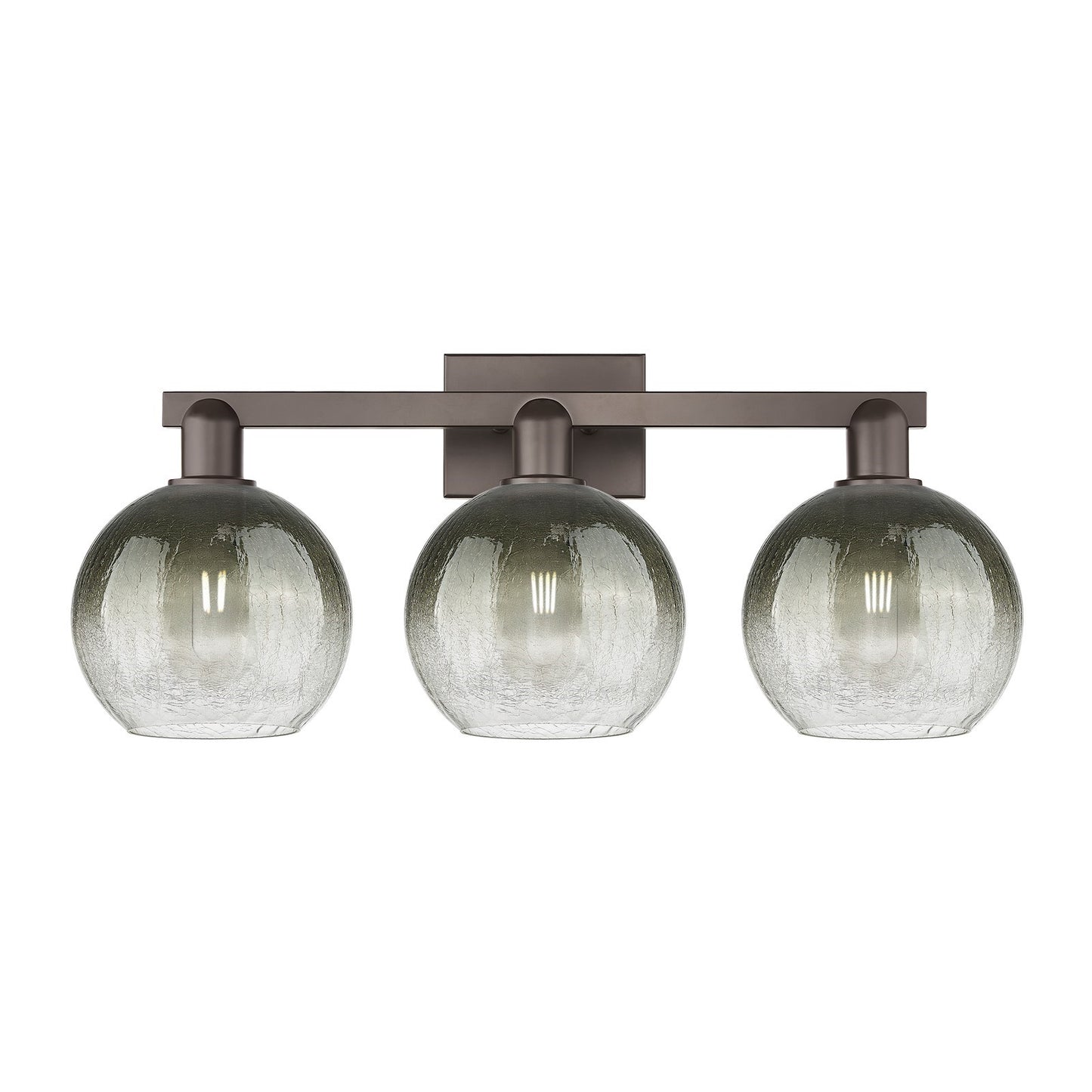 Innovations Brookhaven Globe 27in 3-Light Bath Vanity Light | Industrial Oil Rubbed Bronze and Slate Glass | Bathroom Vanity | Model 716-3W-OB-G483-8SL