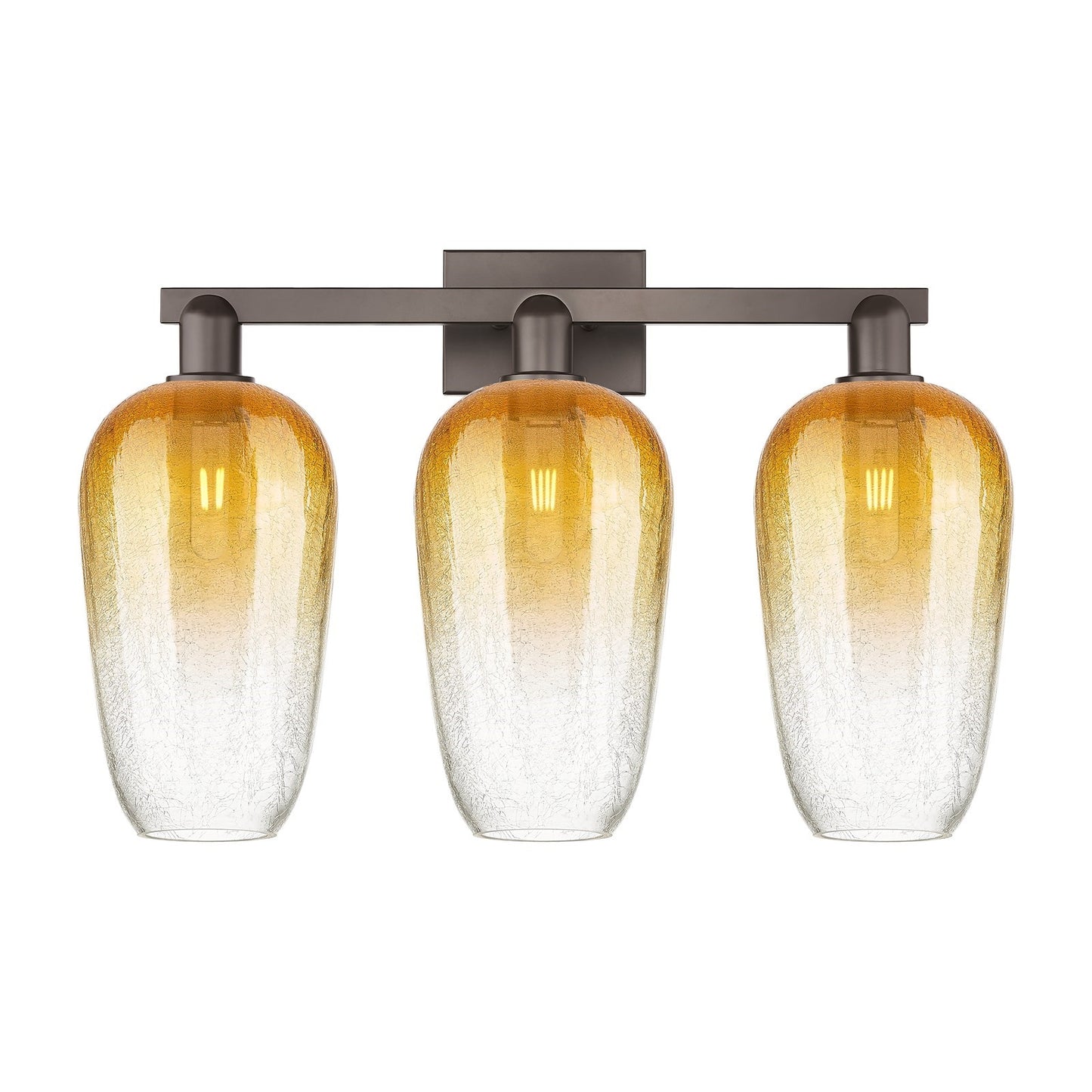 Innovations Brookhaven Flute 26in 3-Light Bath Vanity Light | Industrial Oil Rubbed Bronze Steel and Amber Glass | Bathroom | Model 716-3W-OB-G484-7AM