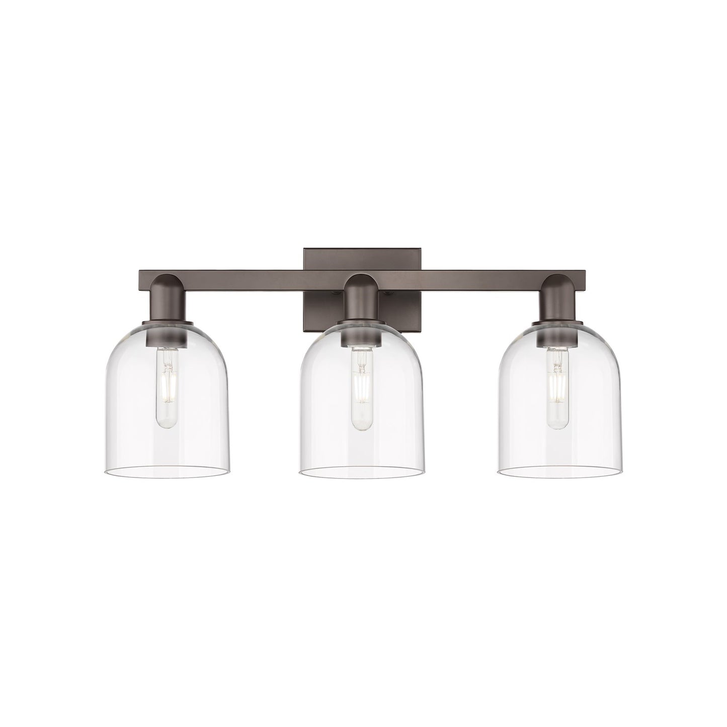 Innovations Bella 25in 3-Light Bath Vanity Light | Industrial Oil Rubbed Bronze Steel and Clear Glass | Bathroom Vanity | 24.5 | Model 716-3W-OB-G558-6CL
