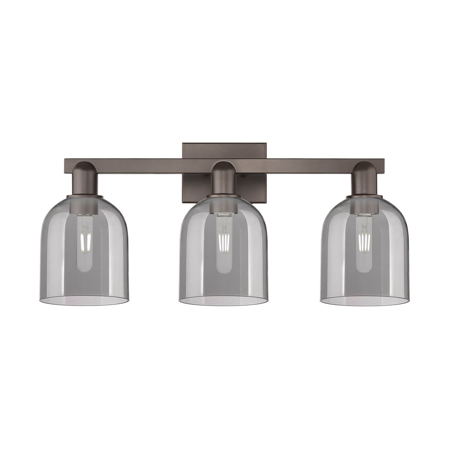 Innovations Bella 25in 3-Light Bath Vanity Light | Industrial Oil Rubbed Bronze and Light Smoke Glass | Bathroom Vanity | 24.5 | Model 716-3W-OB-G558-6SM