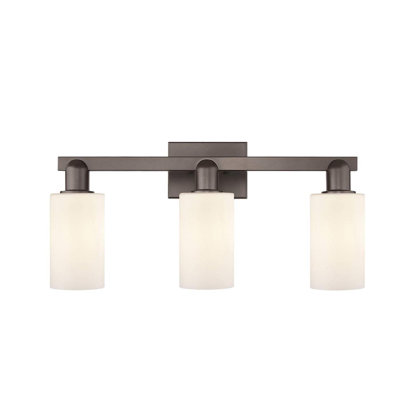 Innovations Clymer 23in 3-Light Bath Vanity Light | Industrial Oil Rubbed Bronze Steel and Matte White Glass | Bathroom Vanity | Model 716-3W-OB-G801