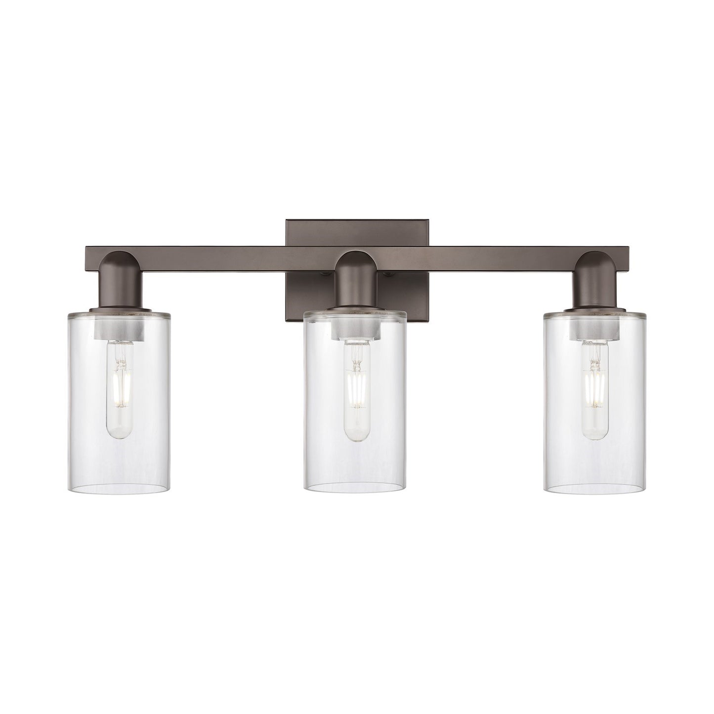 Innovations Clymer 23in 3-Light Bath Vanity Light | Industrial Oil Rubbed Bronze Steel and Clear Glass | Bathroom Vanity | 22.88 x | Model 716-3W-OB-G802