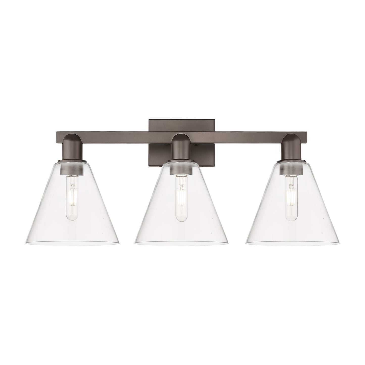 Innovations Berkshire 26in 3-Light Bath Vanity Light | Industrial Oil Rubbed Bronze Steel and Clear Glass | Bathroom Vanity | 26 | Model 716-3W-OB-GBC-82
