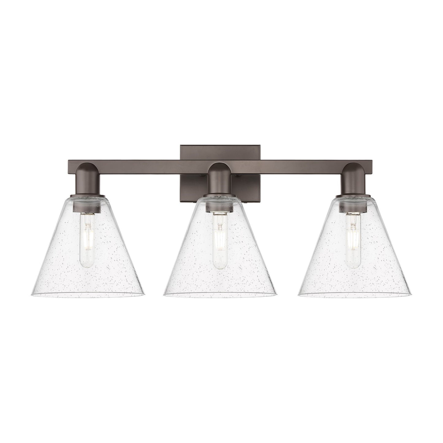 Innovations Berkshire Glass 26in 3-Light Bath Vanity Light | Industrial Oil Rubbed Bronze and Seedy Glass | Bathroom Vanity | 26 | Model 716-3W-OB-GBC-84