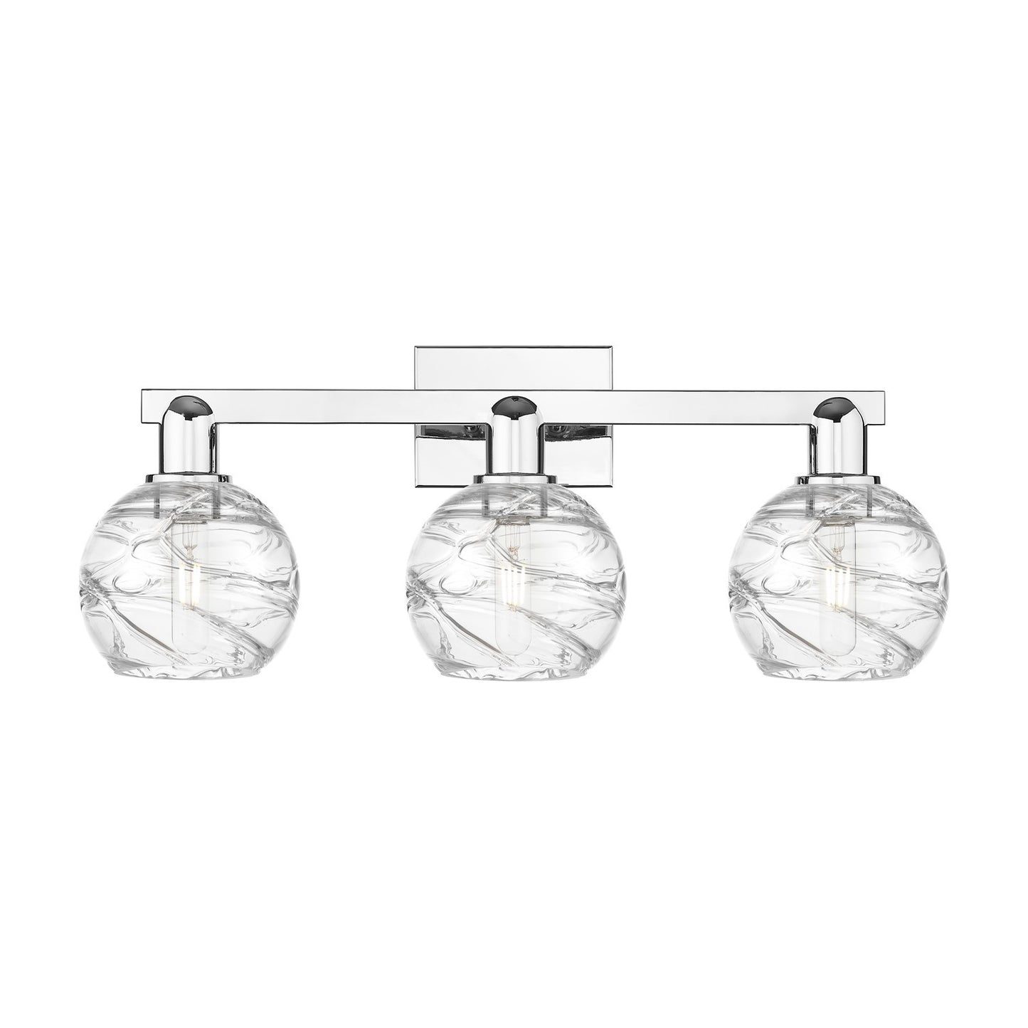 Innovations Athens Deco Swirl 26in 3-Light Bath Vanity Light | Industrial Polished Chrome and Clear Deco Swirl Glass | Model 716-3W-PC-G1213-6CL