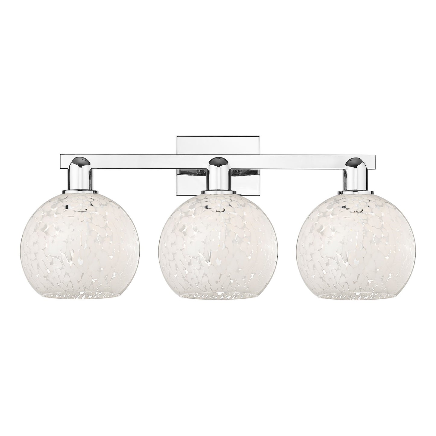 Innovations Lighting White Mouchette 27in 3-Light Bath Vanity Light | Industrial Polished Chrome and White Glass | Bathroom | Model 716-3W-PC-G1216-8WM