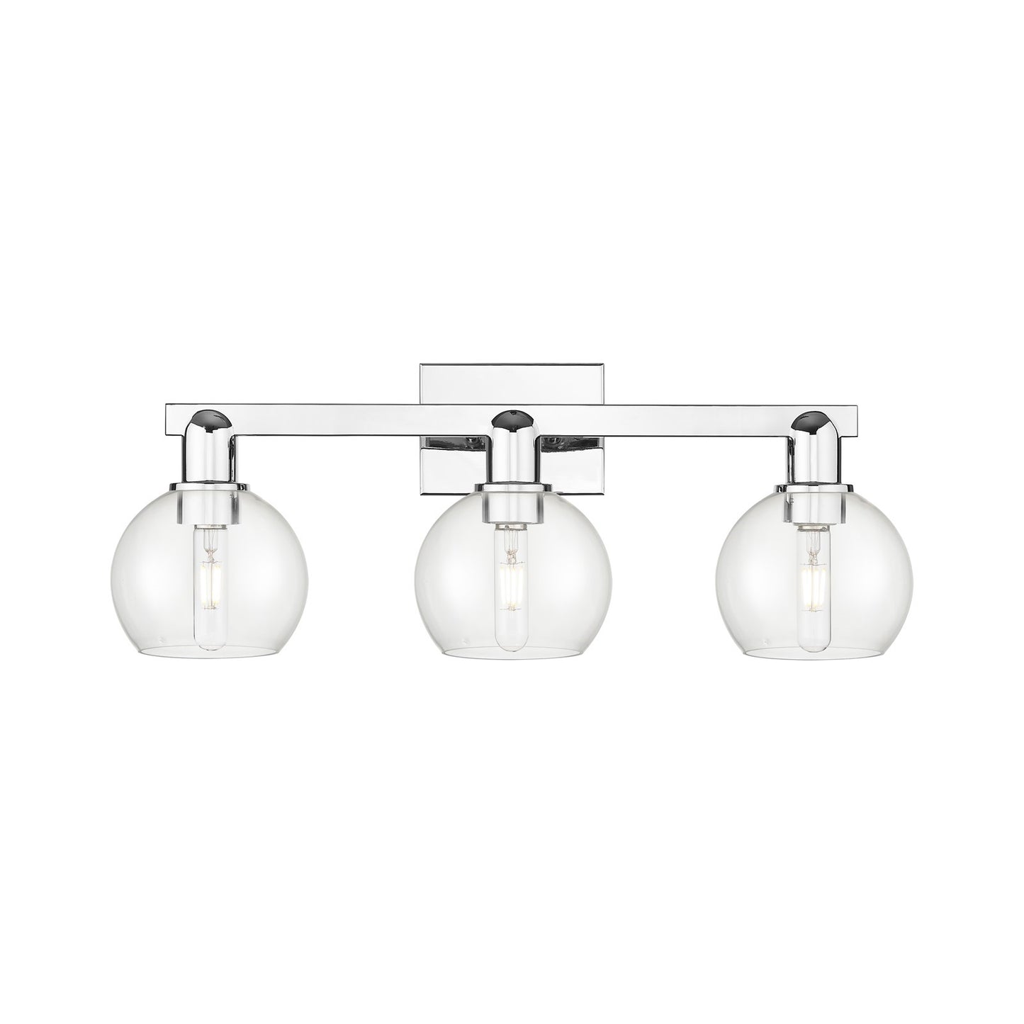 Innovations Athens 25in 3-Light Bath Vanity | Industrial Polished Chrome and Clear Glass | Bathroom & Powder Room | 24.88 x 7.44 | Model 716-3W-PC-G122-6