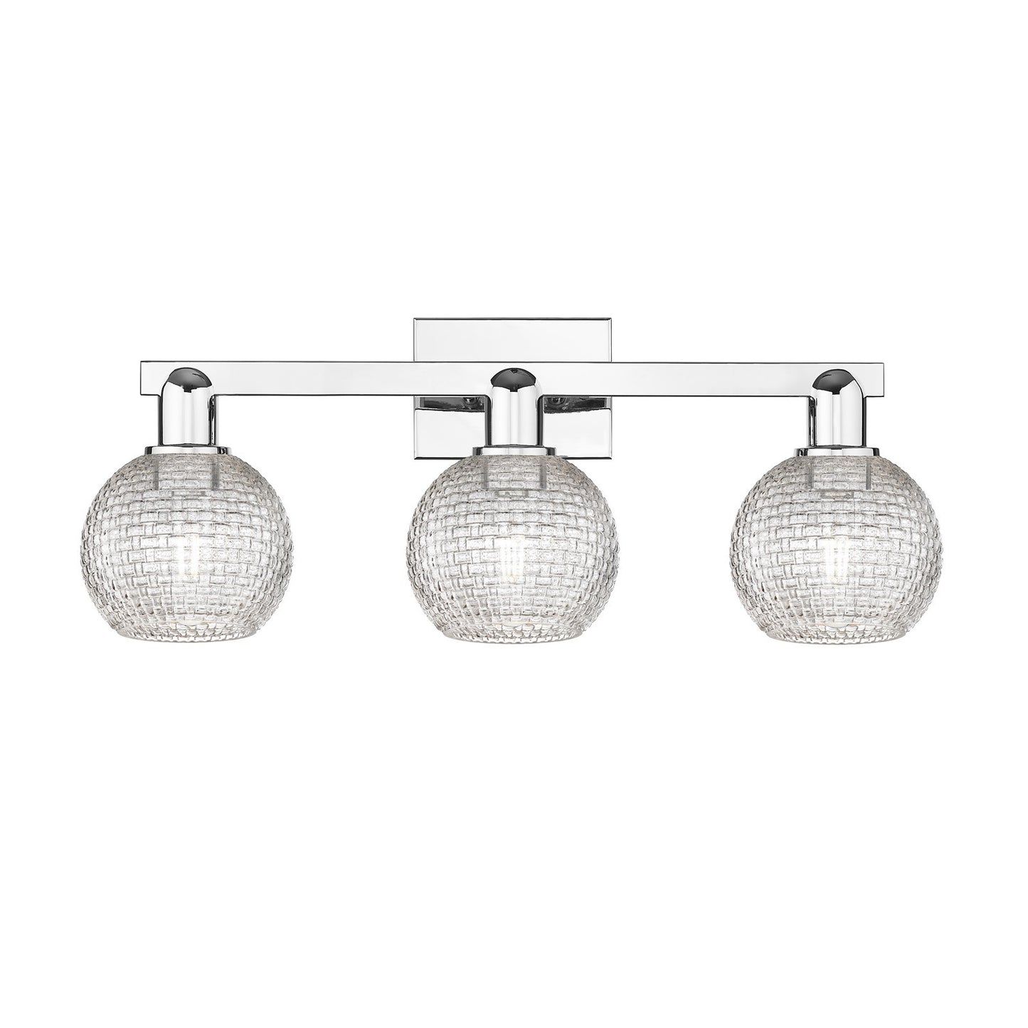 Innovations Athens 25in 3-Light Bath Vanity Light | Industrial Polished Chrome and Clear Basket Weave Glass | Bathroom Vanity | Model 716-3W-PC-G122C-6CL