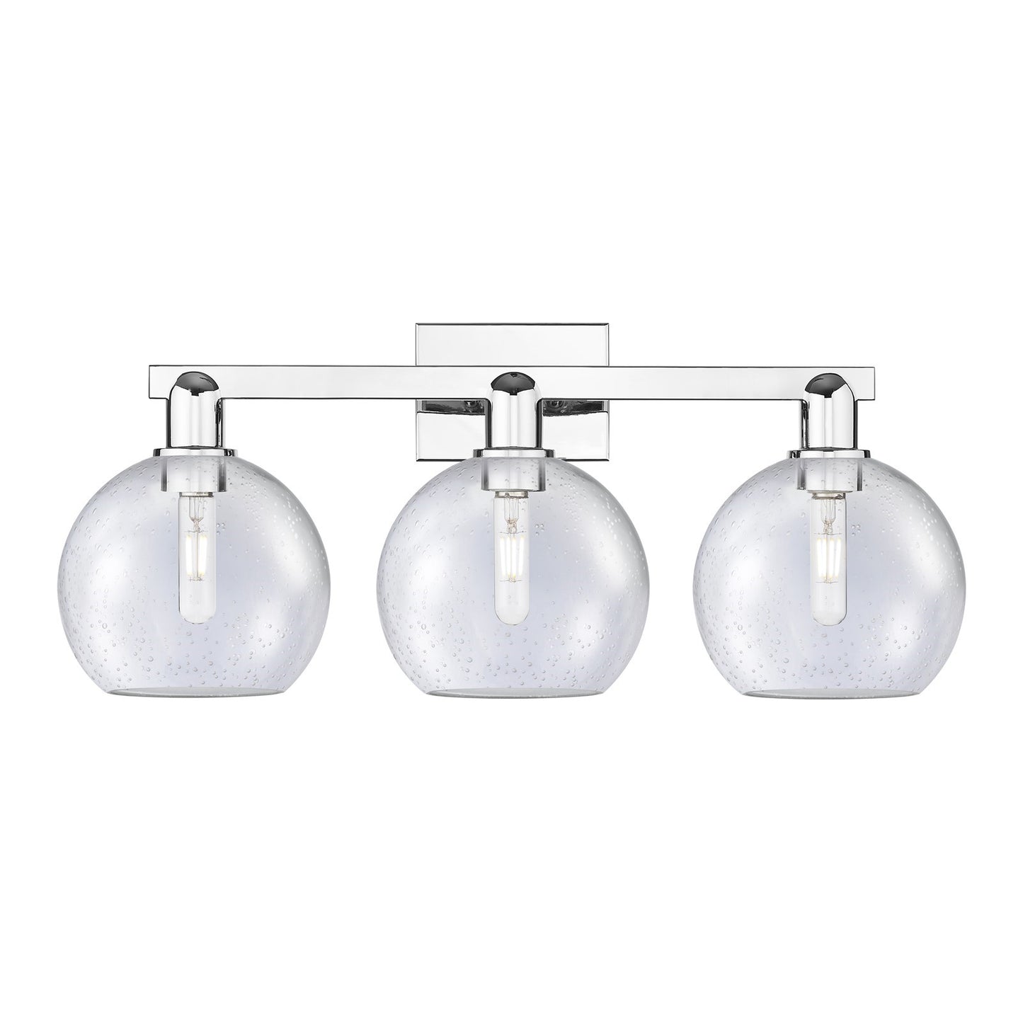 Innovations Athens 27in 3-Light Bath Vanity Light | Industrial Polished Chrome Steel and Seedy Glass | Bathroom Vanity | 27 x | Model 716-3W-PC-G124-8