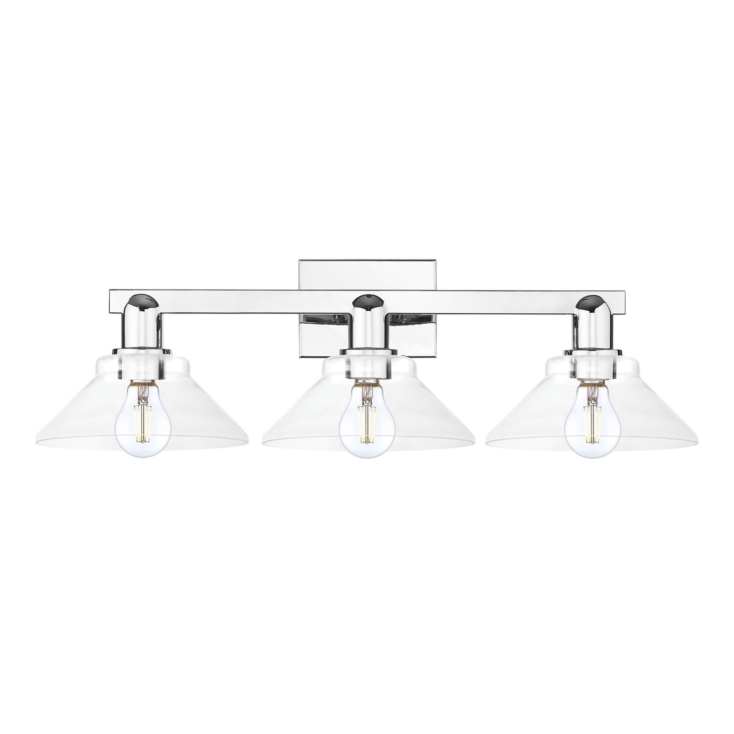 Innovations Orwell 27in 3-Light Bath Vanity Light | Industrial Polished Chrome Steel and Clear Glass | Bathroom Vanity | 27.38 x | Model 716-3W-PC-G132