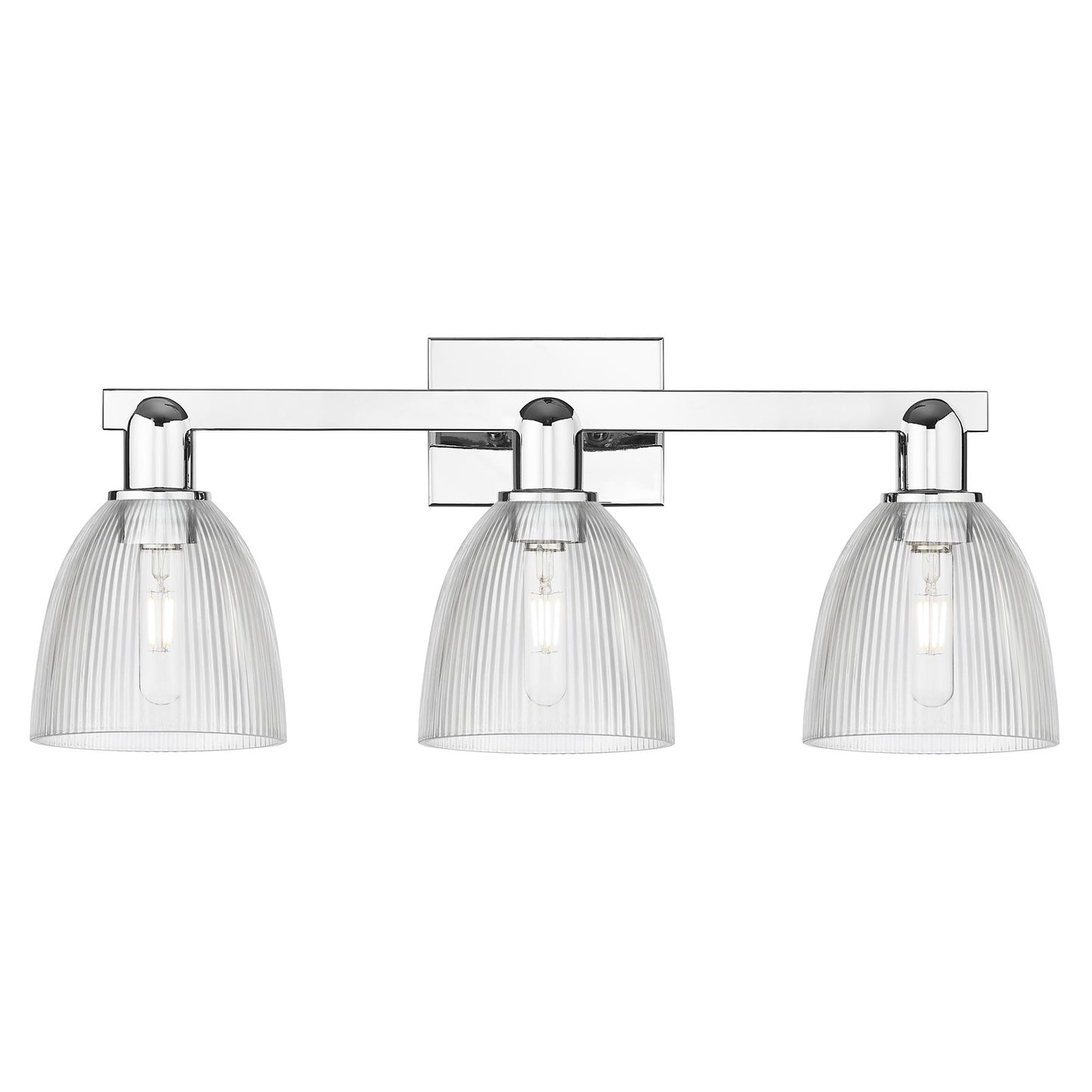 Innovations Castile 25in 3-Light Bath Vanity Light | Industrial Polished Chrome Steel and Clear Glass | Bathroom Vanity | 25 x | Model 716-3W-PC-G382