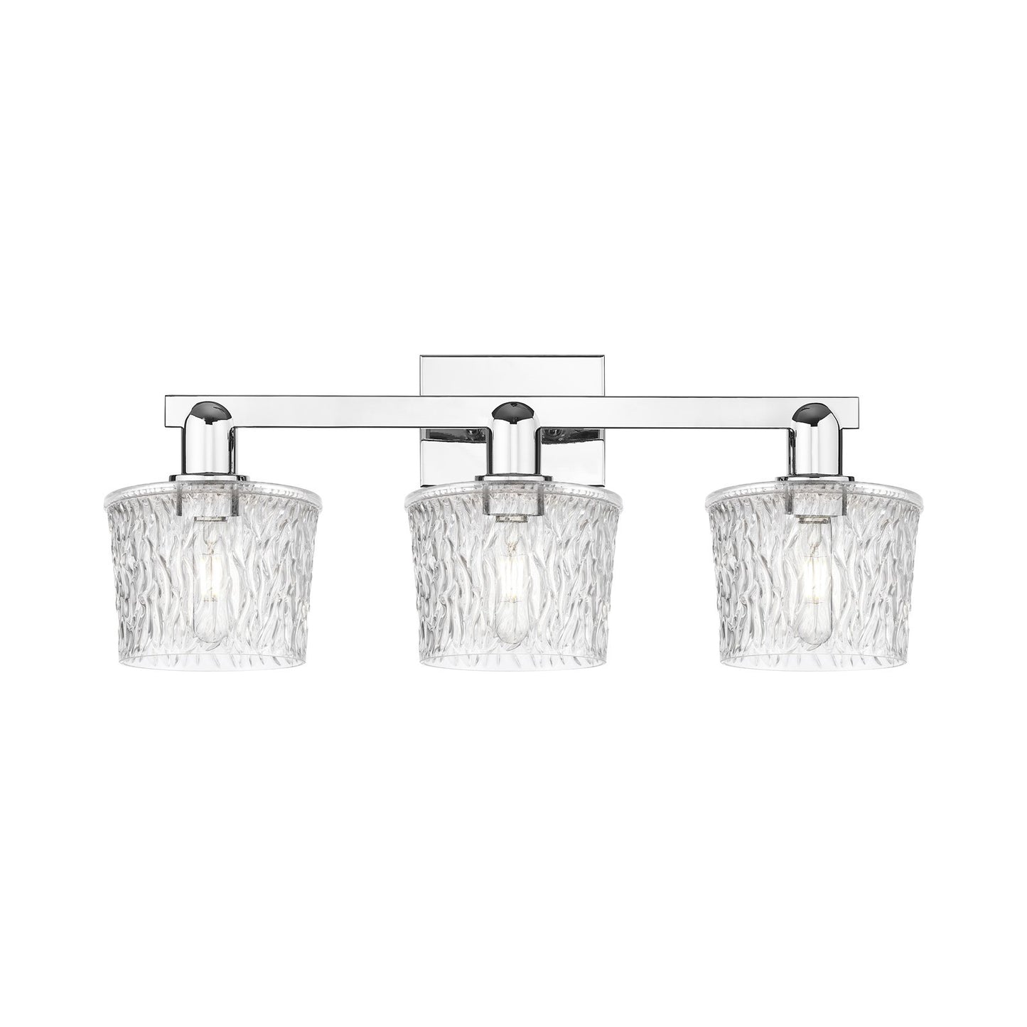 Innovations Niagara 26in 3-Light Bath Vanity Light | Industrial Polished Chrome and Clear Glass | Bathroom Vanity | 25.5 x 10.25 x | Model 716-3W-PC-G402