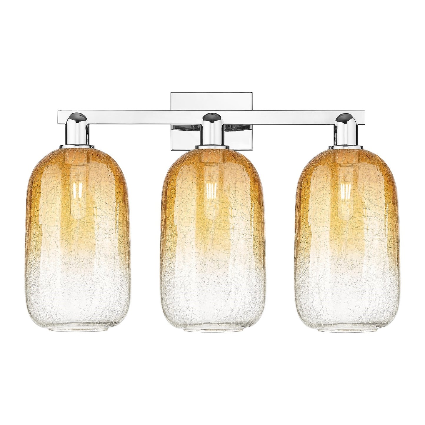 Innovations Brookhaven Cloche 26in 3-Light Bath Vanity Light | Industrial Polished Chrome and Amber Glass | Bathroom Vanity | Model 716-3W-PC-G482-7AM