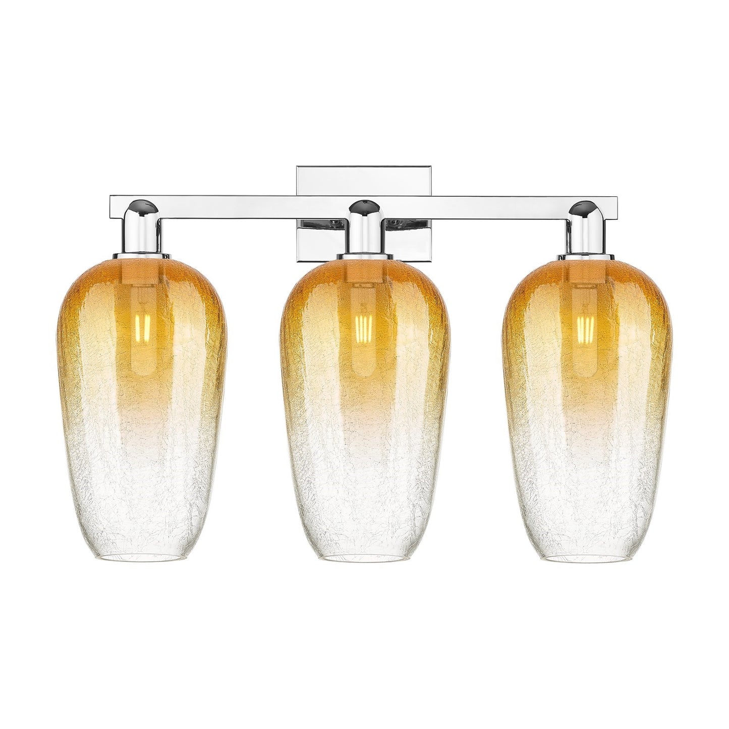 Innovations Brookhaven Flute 26in 3-Light Bath Vanity | Industrial Polished Chrome Steel and Amber Glass | Bathroom & Powder | Model 716-3W-PC-G484-7AM
