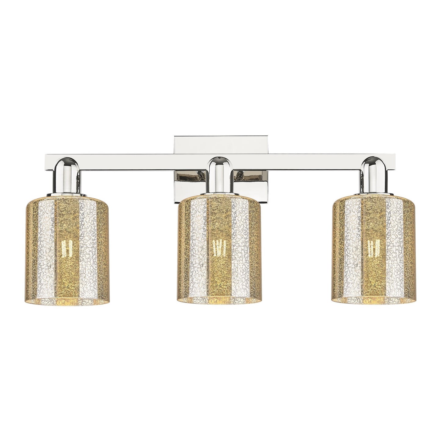 Innovations Cobbleskill 24in 3-Light Bath Vanity Light | Industrial Polished Nickel and Mercury Glass | Bathroom Vanity | 24 x | Model 716-3W-PN-G116