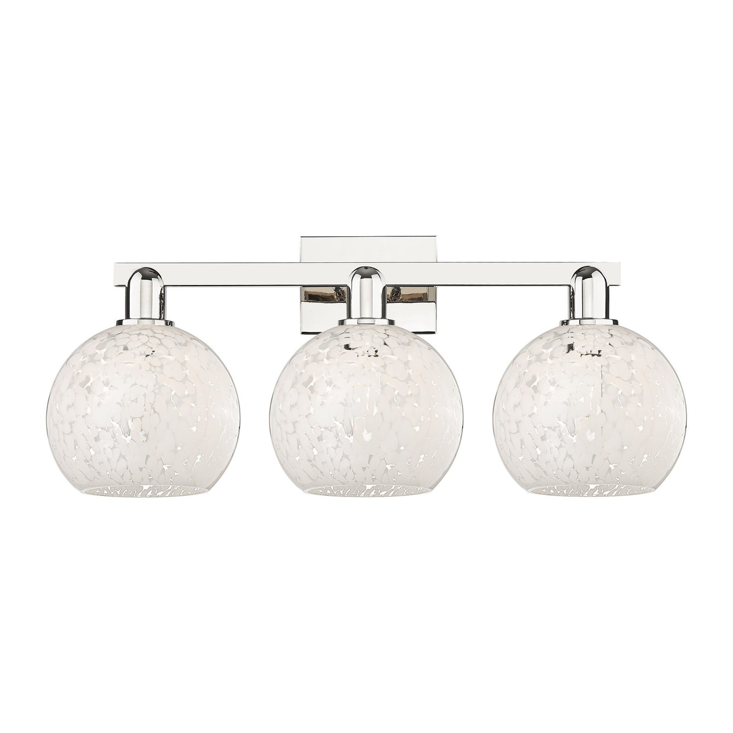 Innovations Lighting Arcadia 27in 3-Light Bath Vanity Light | Industrial Polished Nickel and White Mouchette Glass | Bathroom | Model 716-3W-PN-G1216-8WM