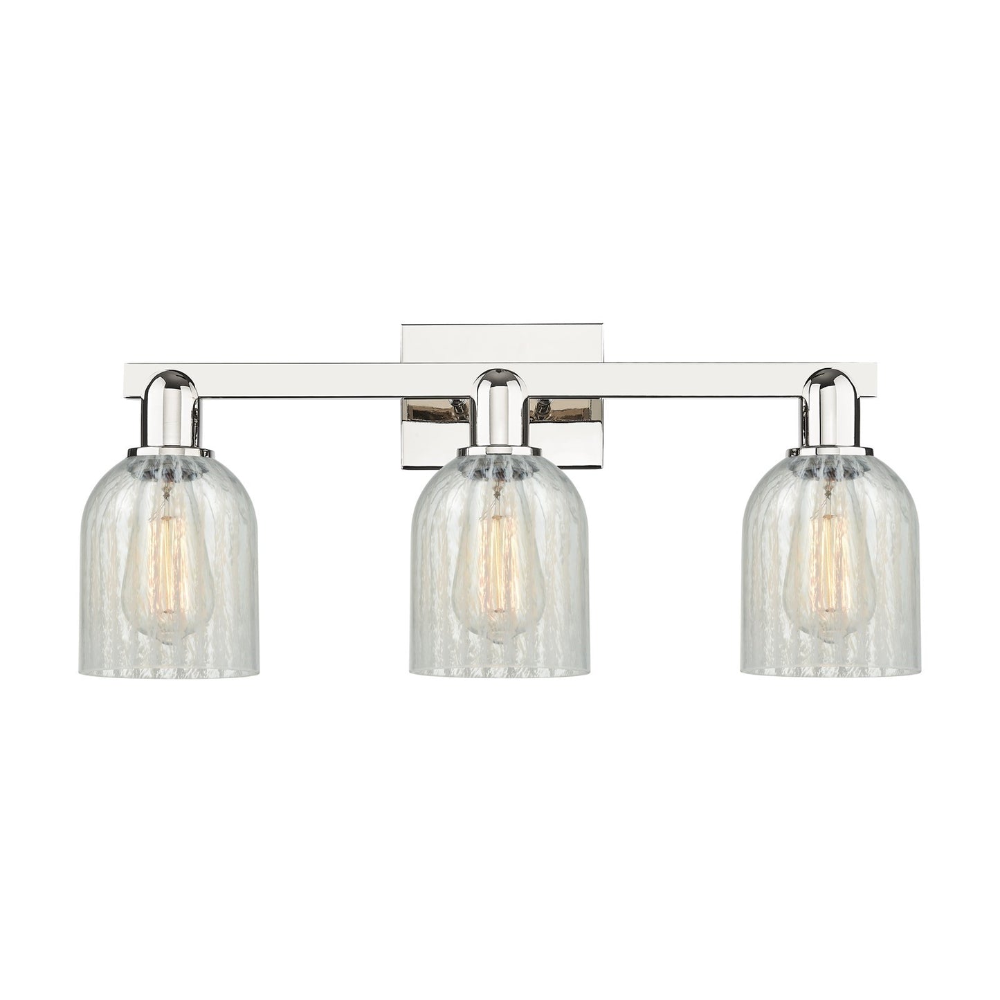 Innovations Caledonia 24in 3-Light Bath Vanity Light | Industrial Polished Nickel and Mouchette Glass | Bathroom Vanity | 24 x | Model 716-3W-PN-G2511